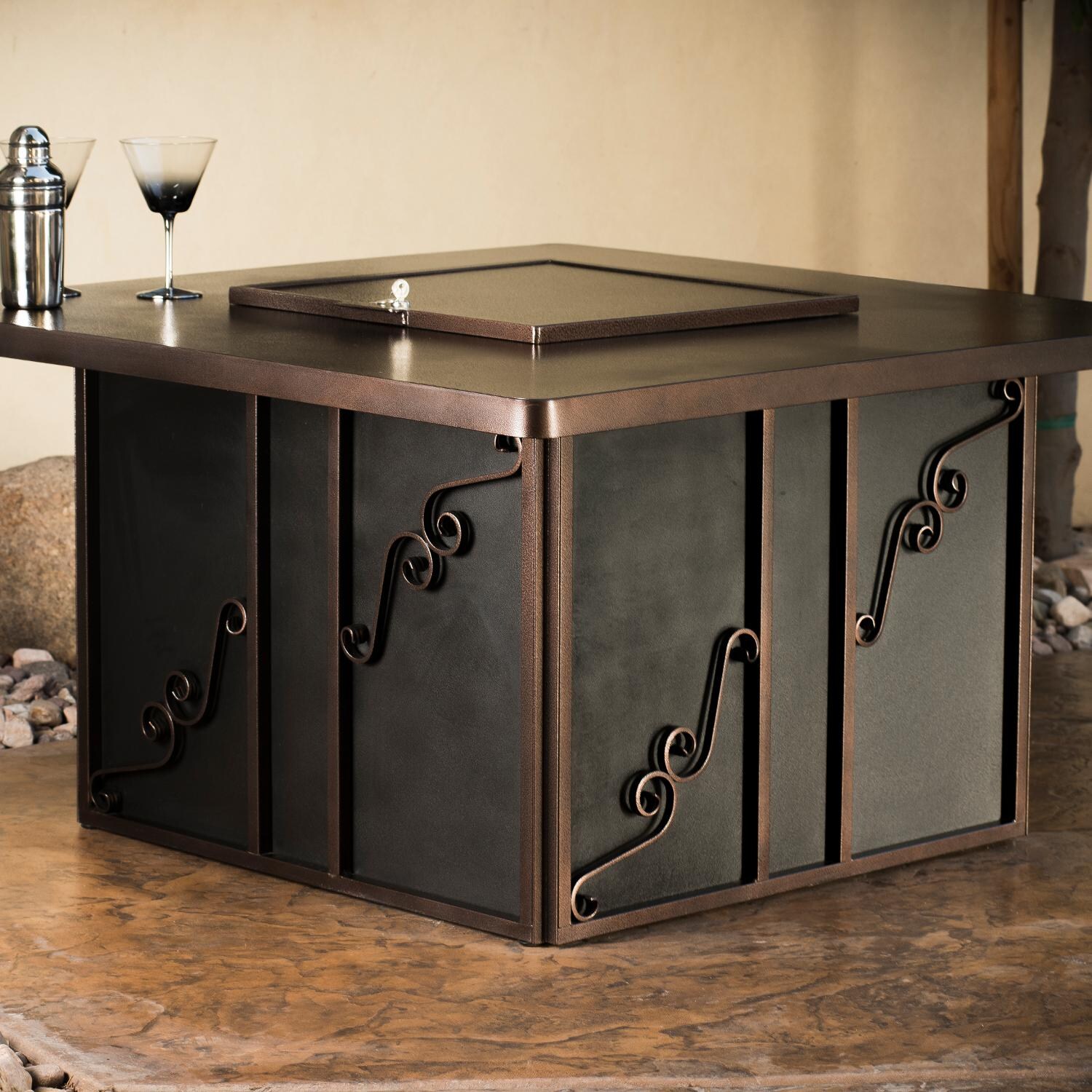 CC Products Regale Night 48-Inch Square Natural Gas Fire Table - Media Lid On thumbnail