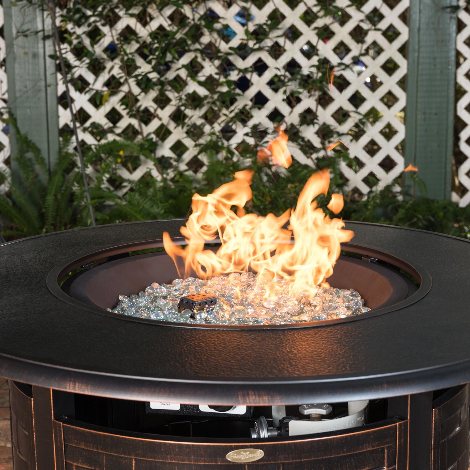 Ultimate Patio SC62746 Magnolia Way 42-Inch Round Aluminum Propane Fire Pit Table - Up Close thumbnail