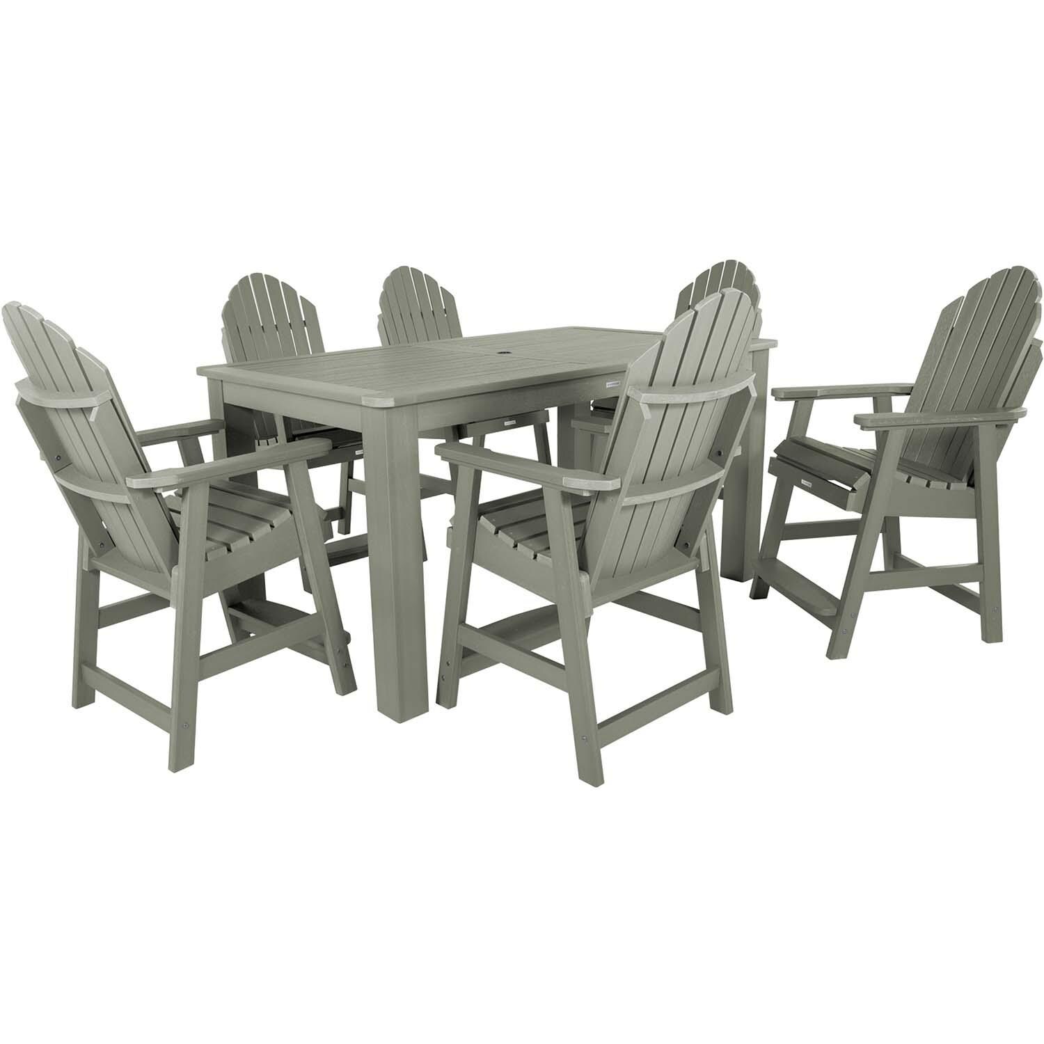 Dream Bay 7 Pc Rectangular Counter Height Dining Set in Eucalyptus By Lakeview Outdoor Designs - White Background thumbnail