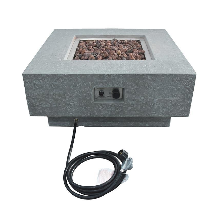 Elementi Manhattan OFG103LG-LP 36-Inch Propane Light Gray Fire Pit Table - Propane Set Up - White Background thumbnail
