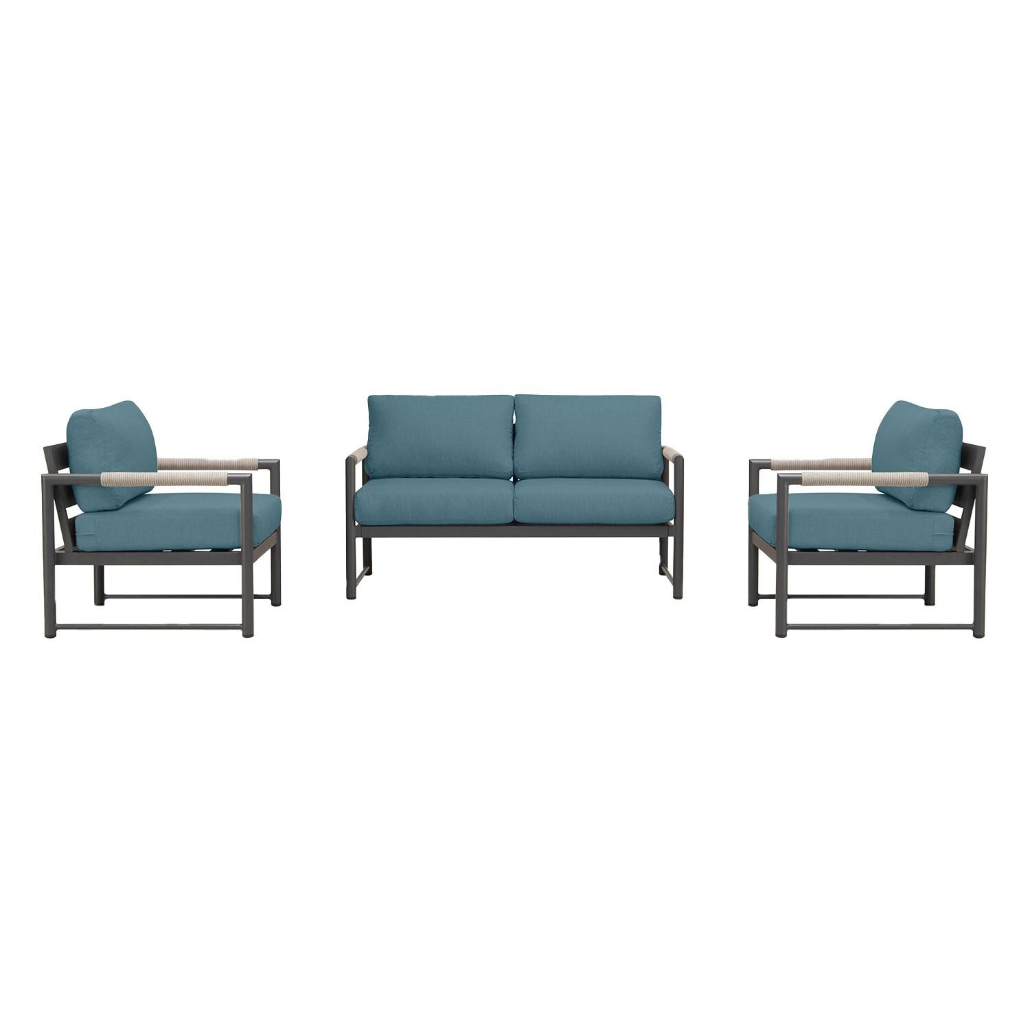 Lakeview AVEBAY-SL-PG-SET120-CL Avenue Bay Slate/Pebble Gray 3 Pc Loveseat Set - Cast Lagoon - Display - White Background thumbnail