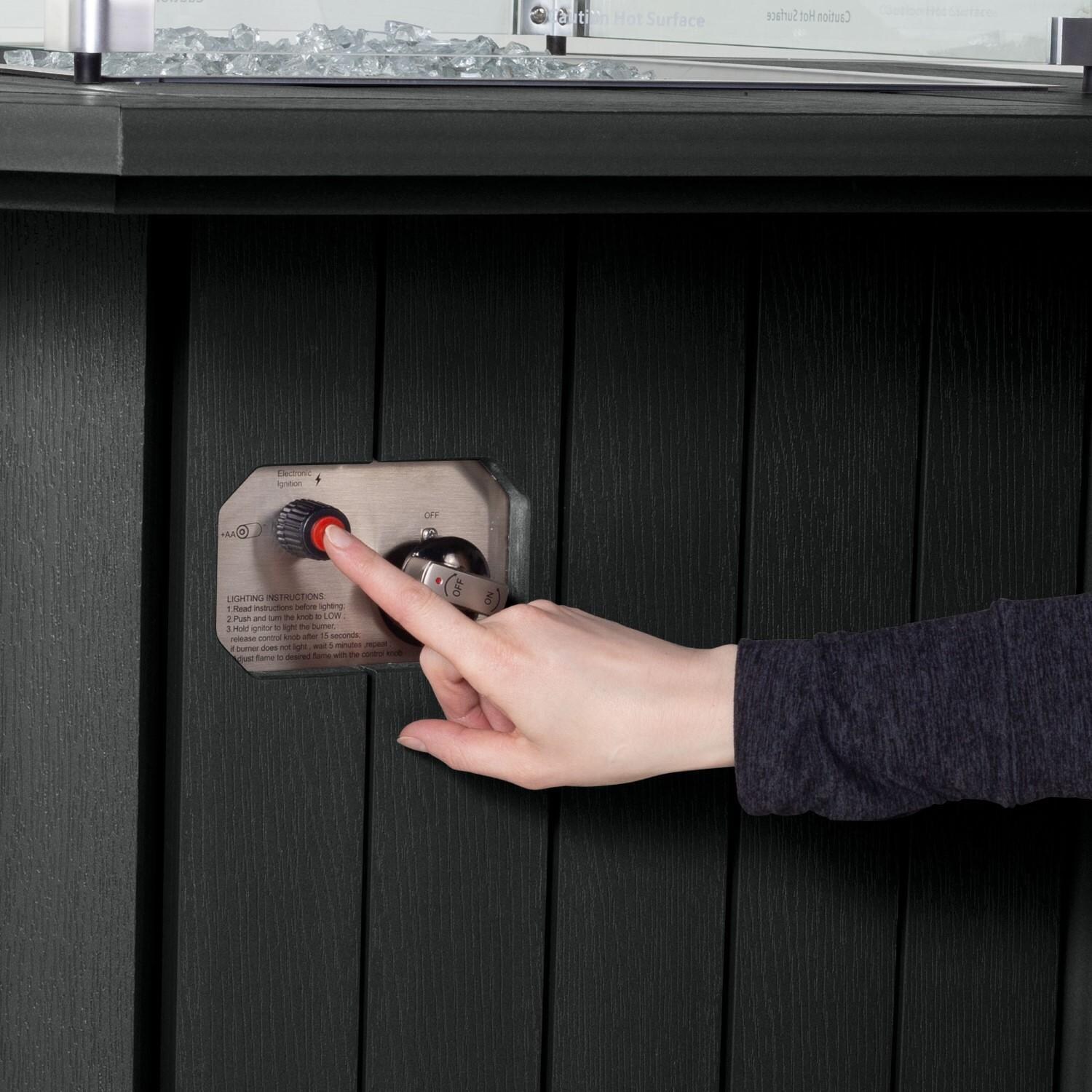 Harborview Octagonal Fire Pit Table in Black by Lakeview Outdoor Designs - Push Button Ignition - Detail thumbnail