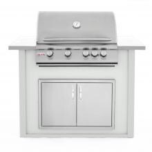 BBQGuys.com 4 Ft BBQ Island With Blaze 32-Inch Natural Gas Grill & Double Access Door - Gray/White - BLZADNG-4VP3CGNW image