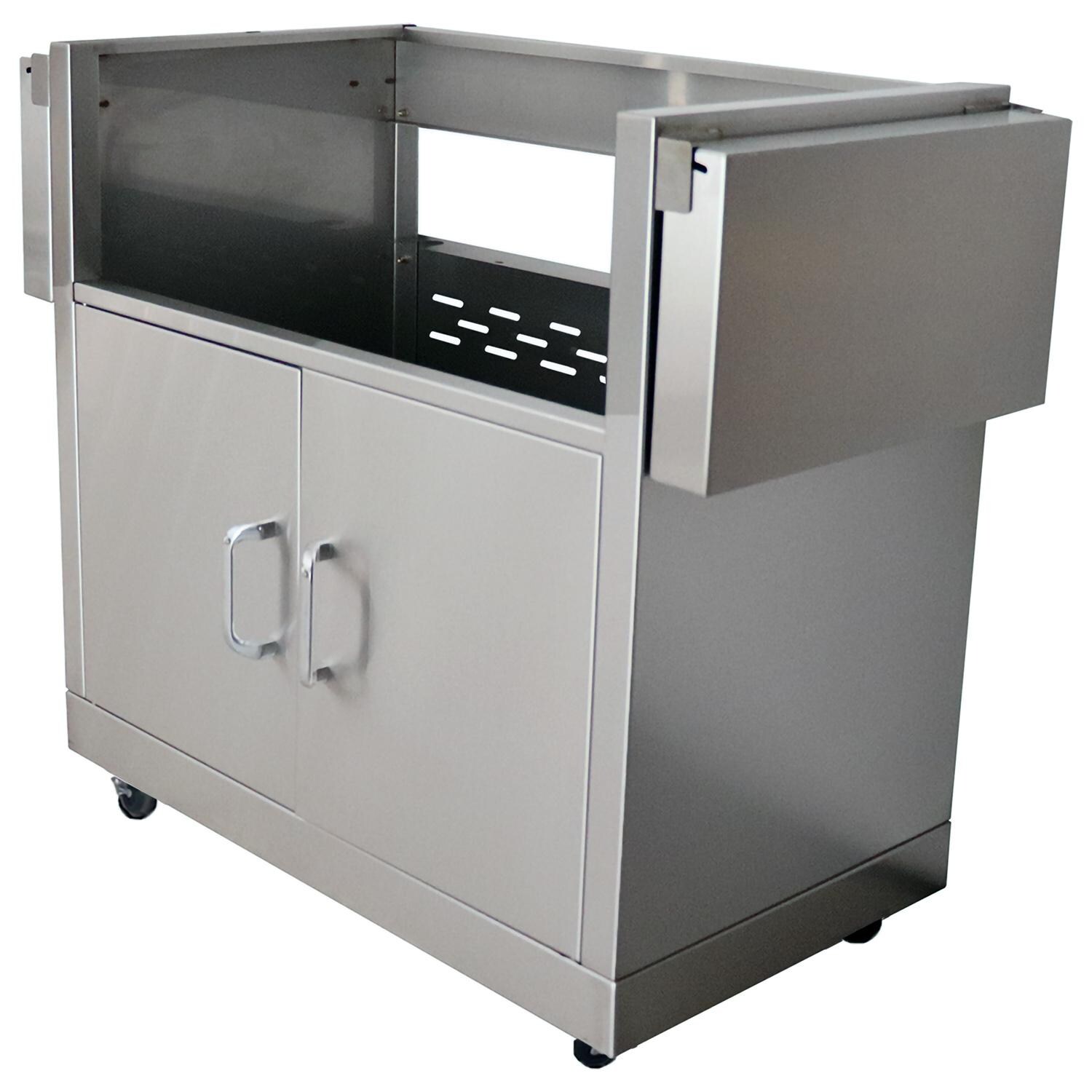 RCS Stainless Steel Grill Cart For 30-Inch RCS Grills - Shown With Side Shelves Folded Down thumbnail