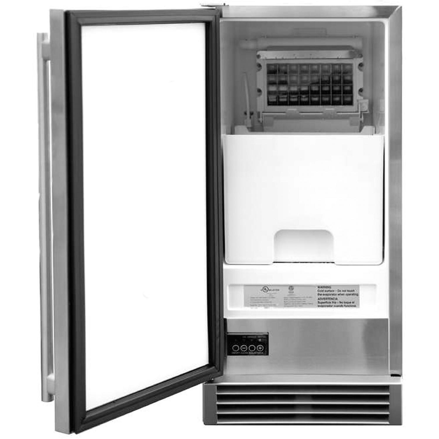 Summerset 15-Inch UL Outdoor Rated Ice Maker w/ Stainless Door - 50 Lbs Capacity - SSIM-15 - Open thumbnail