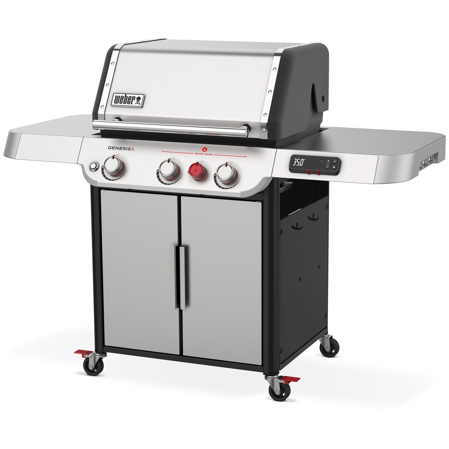 Weber GENESIS 35500001 SX-325s Propane Gas Smart Grill with Sear Burner - Stainless Steel - Right-Side Angled View thumbnail