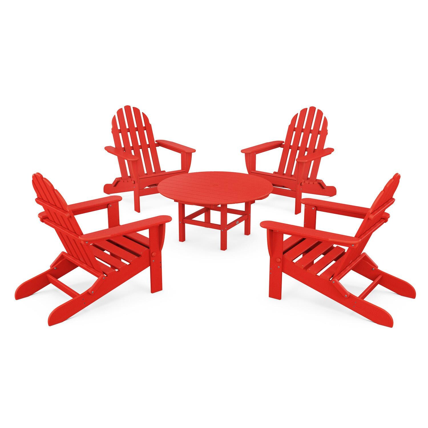 POLYWOOD PWS119-1-SR Classic Folding Adirondack 5-Piece Conversation Group thumbnail