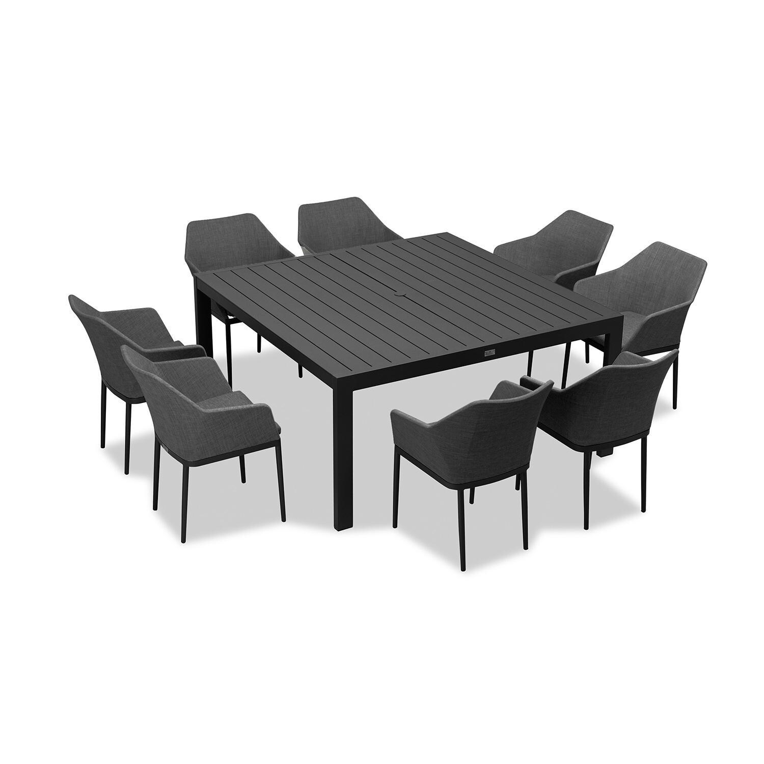 Starlook Bay 8 Seat Square Dining Table in Black by Lakeview - Top View - White Background thumbnail
