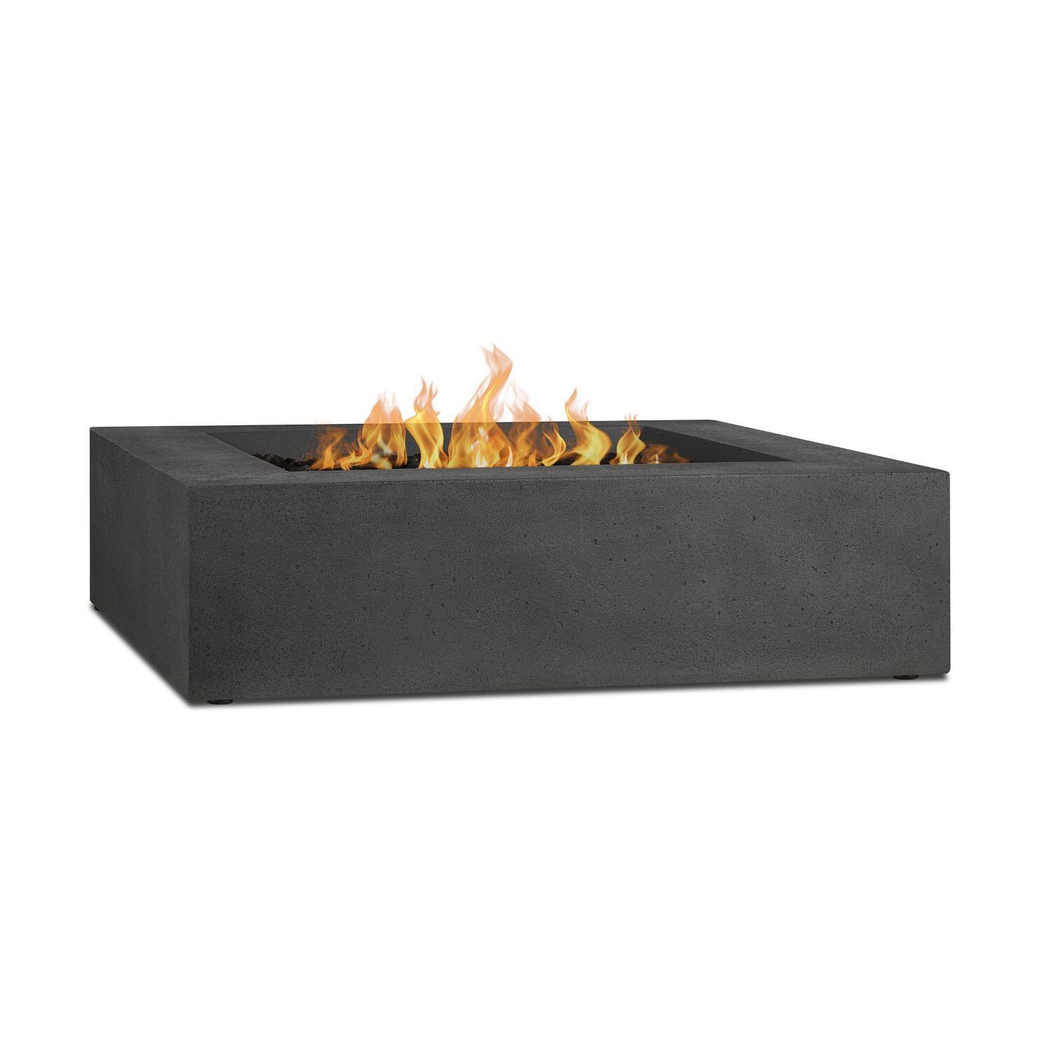 Hillview Bay 2714LP-CBN 42 Inch Square Glass Fiber Reinforced Concrete Propane Fire Pit Table in Carbon by BBQGuys Signature - On - White Background thumbnail