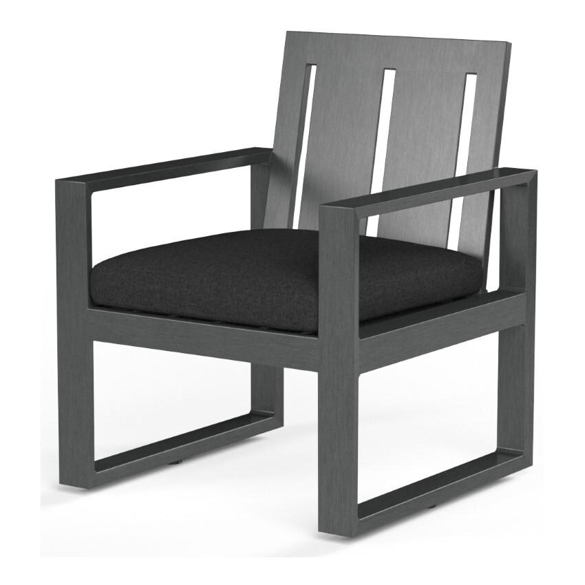 Redondo Aluminum Dining Arm Chair w/ No Welt in Slate/Spectrum Carbon by Sunset West - White Background thumbnail