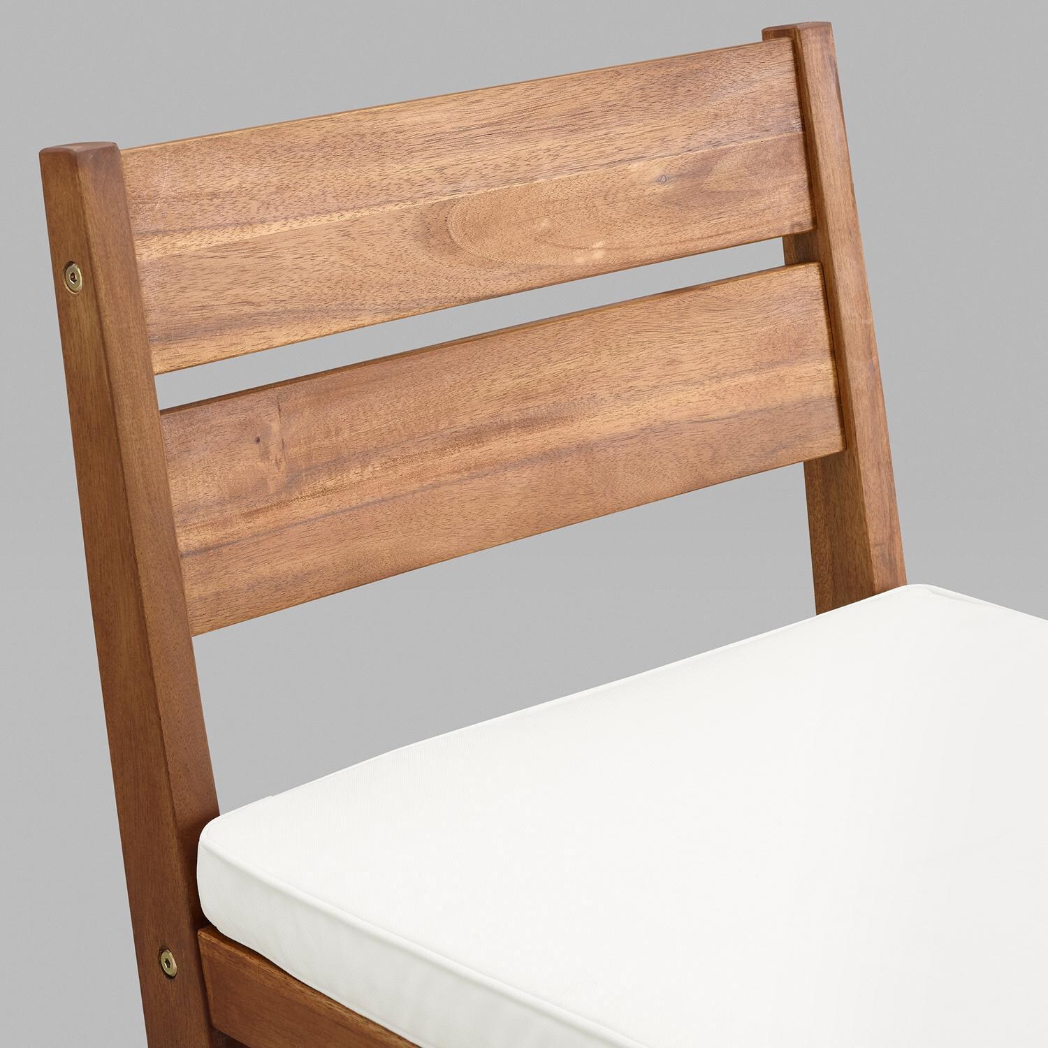 Ultimate Patio 2 Piece Acacia Patio Counter Height Bar Stool Set W/ Off-White Cushions - Brown - Backrest Detail thumbnail