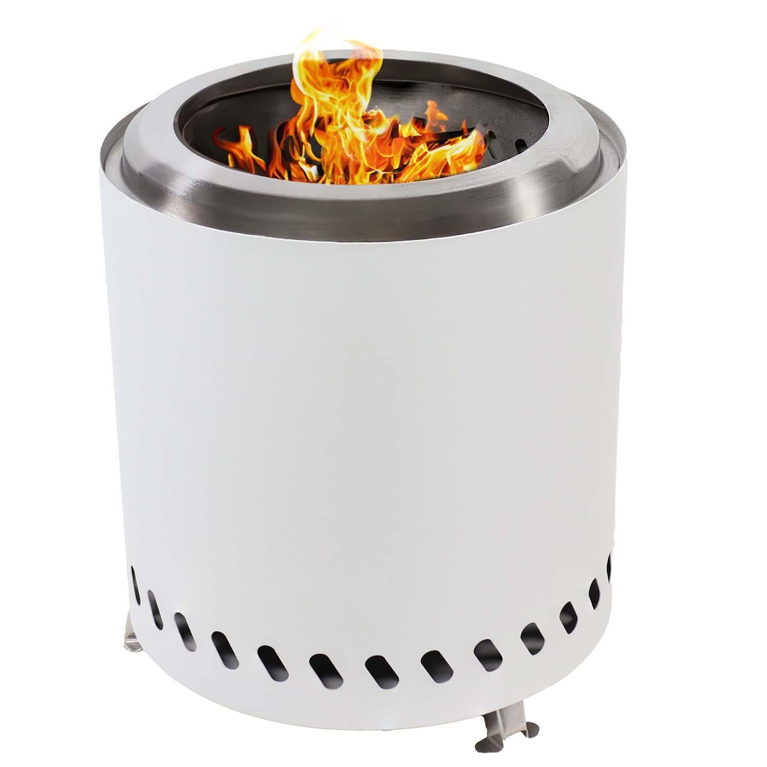 9 Inch Tabletop Smokeless Wood Burning Fire Pit in White By Ultimate Patio - White Background thumbnail