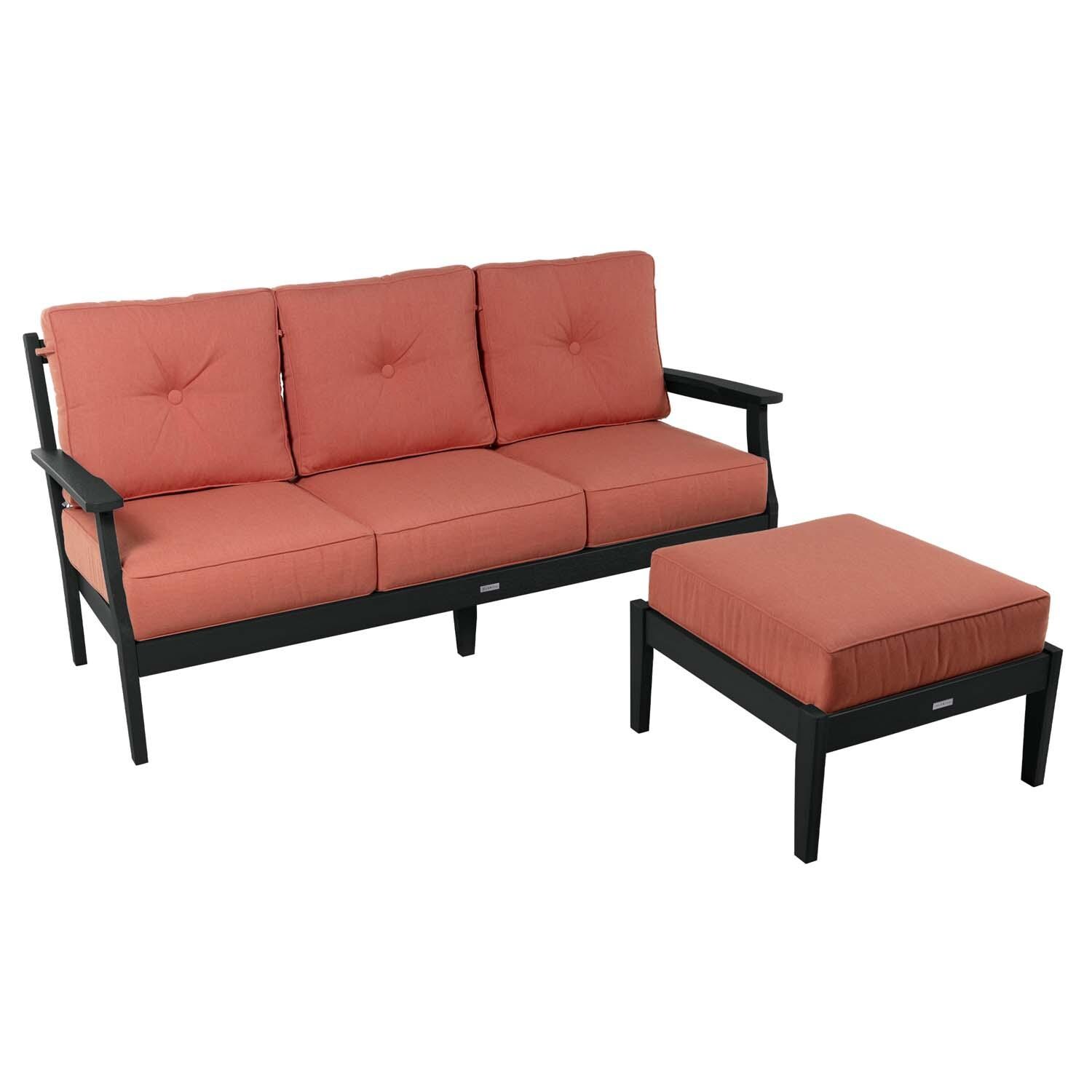Blushing Bay 2 Pc Recycled Plastic Seating Set in Canvas Persimmon/Black by Lakeview Outdoor Designs - White Background thumbnail