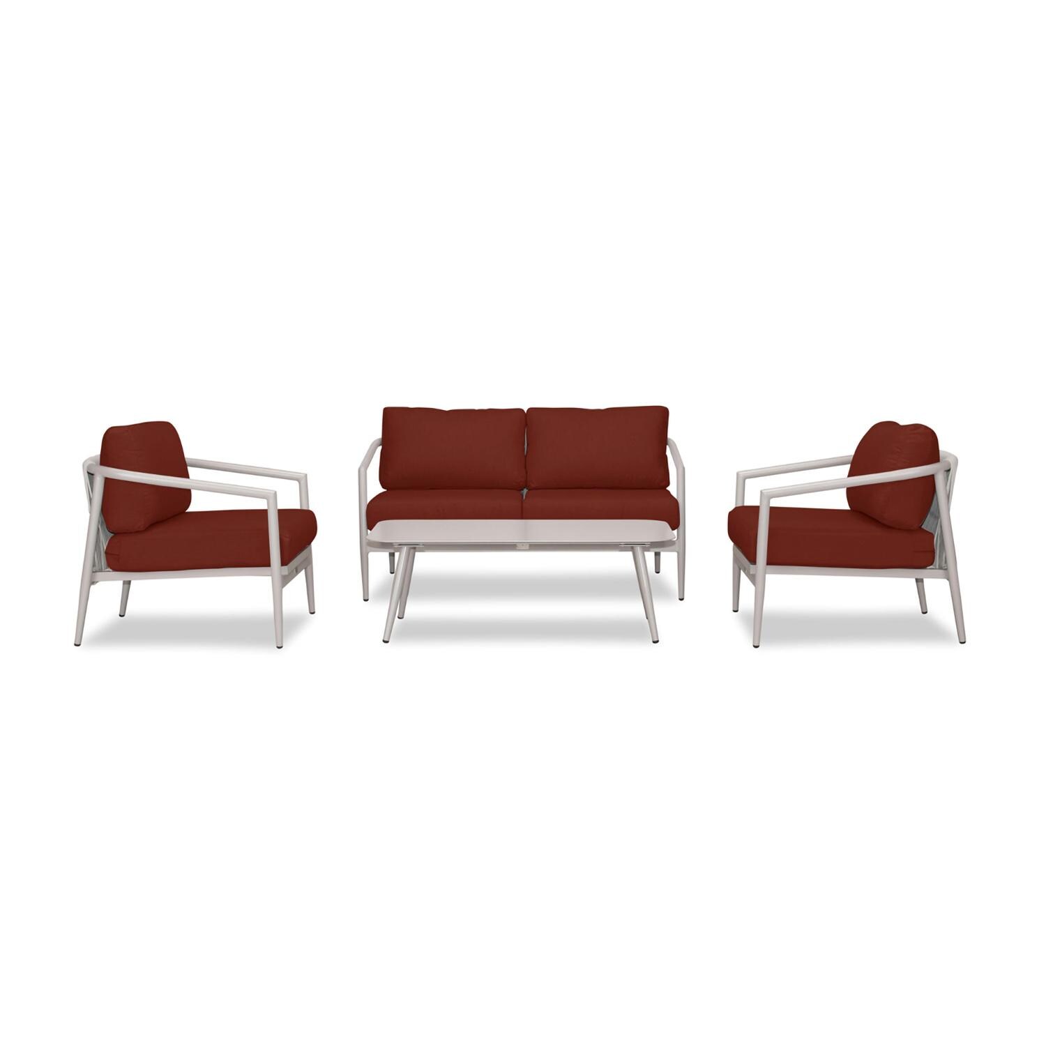 Lakeview Midnight Cove 4 Pc Aluminum Loveseat Seating Set in Urban Stone/Carrera/Canvas Henna - Front - White Background thumbnail