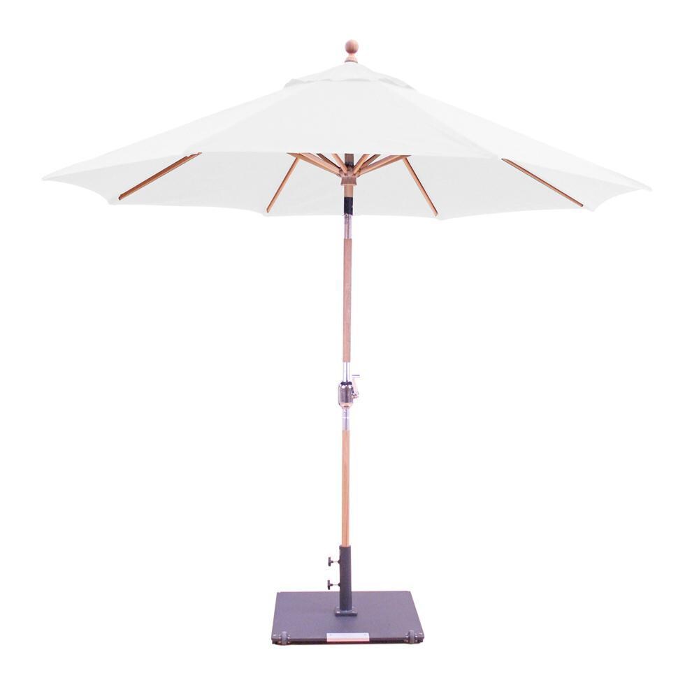Galtech 9 Ft. Octagonal Teak Patio Market Umbrella W/ Crank Lift And Rotational Tilt - Sunbrella Canvas Natural Canopy