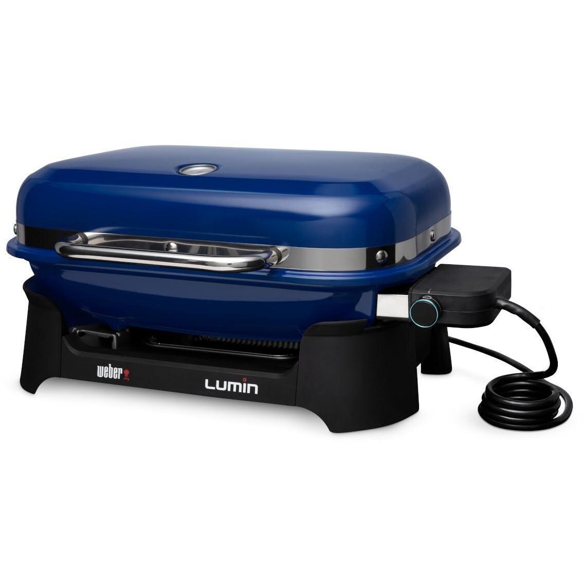Weber 92300901 Deep Ocean Blue Lumin Portable 1560 Watt Electric Grill - Right Side - White Background thumbnail