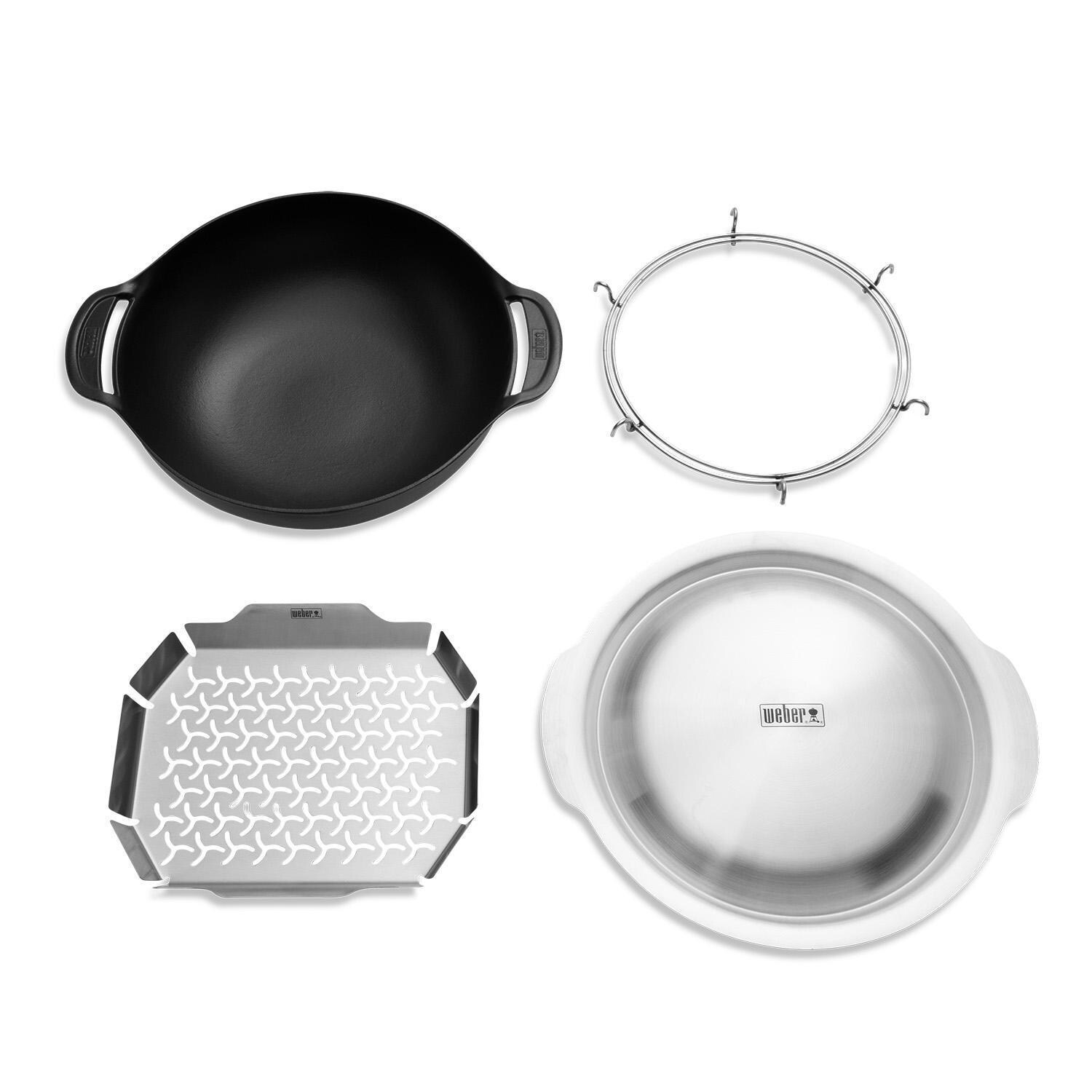Weber 7606 CRAFTED Wok & Steamer - Spread Out - White Background thumbnail
