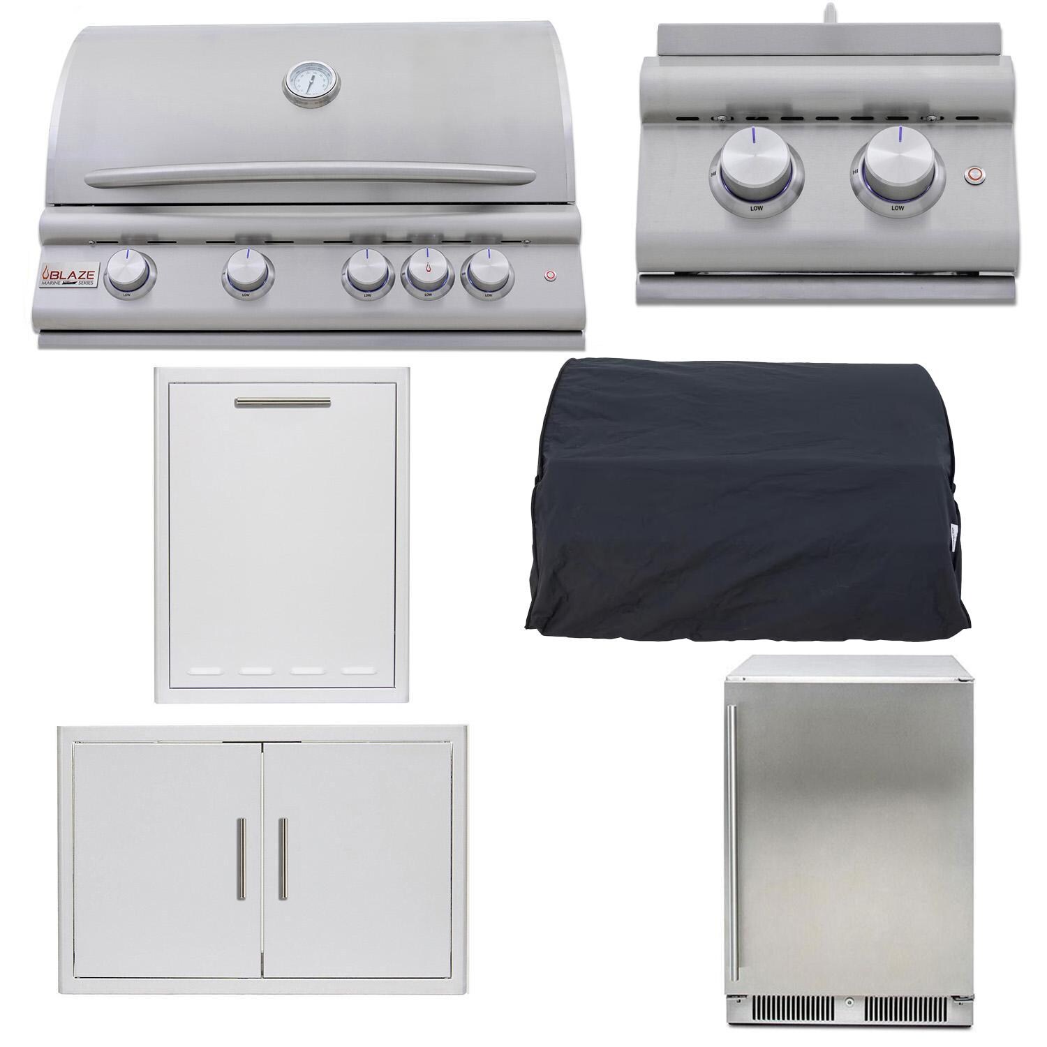 Blaze BLZ-4LTE3MG-LP Premium LTE+ Marine Grade 6-Piece 32-Inch Propane Outdoor Kitchen Package - White Background thumbnail
