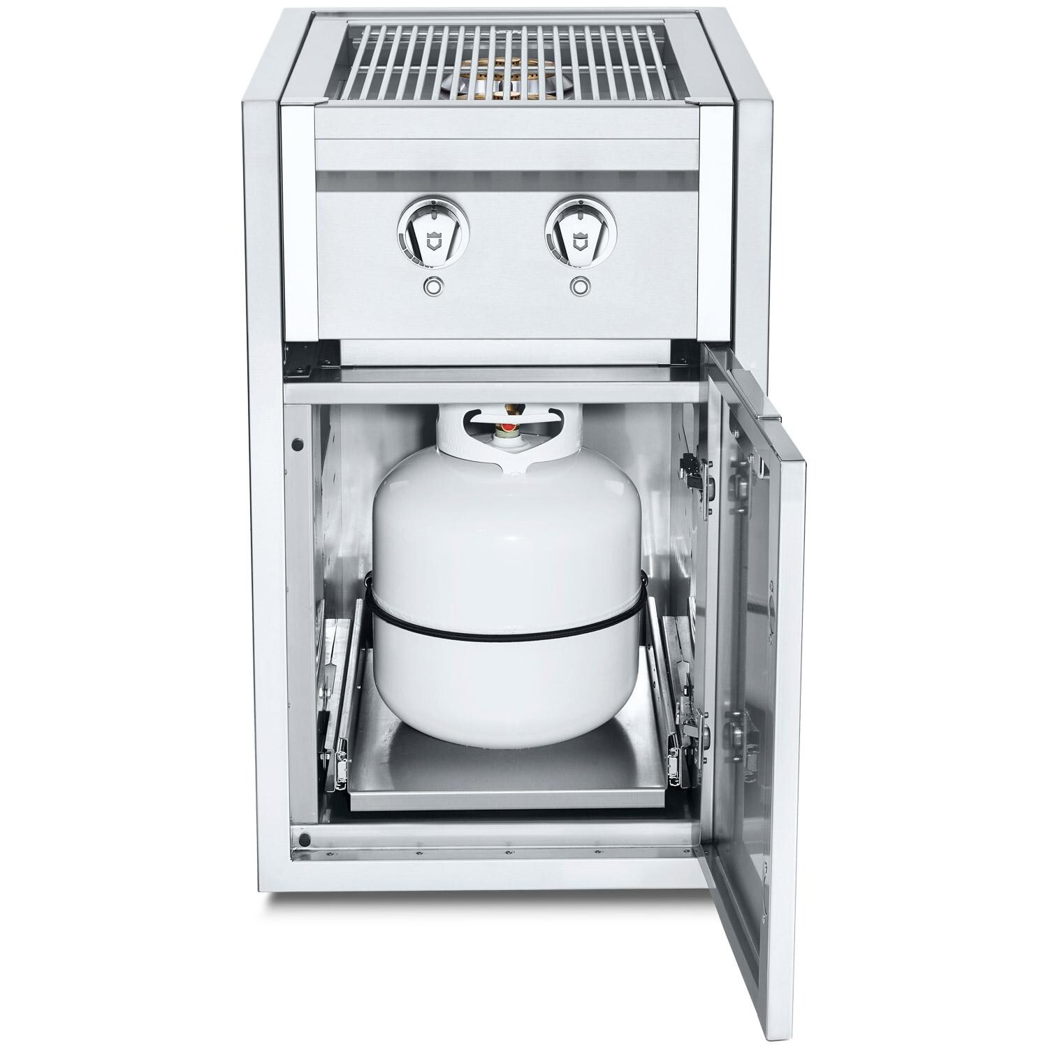 Crown Verity Infinite Series 21-Inch Enclosed Cabinet Storage W/ Propane Gas Double Side Burner, Propane Tank Holder And LED Lighting - IBISC-SBLP-PH-LT