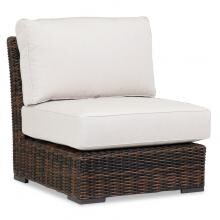 Montecito Wicker Patio Armless Club Chair W/ Sunbrella Canvas Flax Cushions By Sunset West image