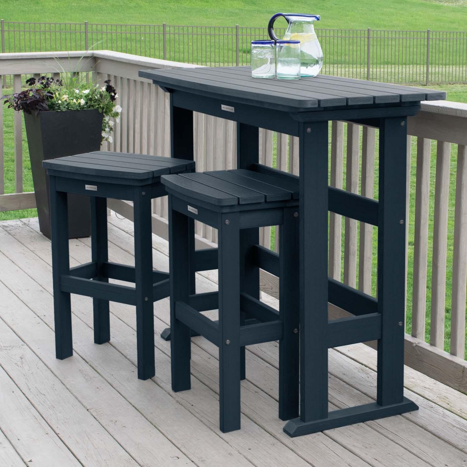 Hart Lane 3 Pc Recycled Plastic Bar Height Dining Set in Federal Blue By Lakeview Outdoor Designs - Lifestyle thumbnail