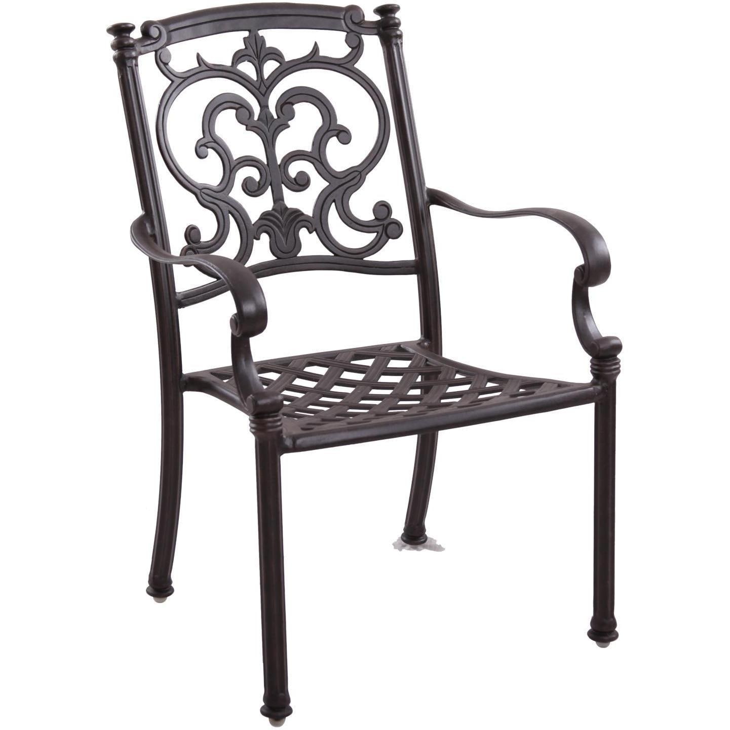Darlee Santa Barbara 9 Pc Cast Aluminum Patio Dining Arm Chair Set w/ 92 X 42 Inch Rectangular Table & Beige Canvas Cushions - Dining Arm Chair Frame - Detail thumbnail
