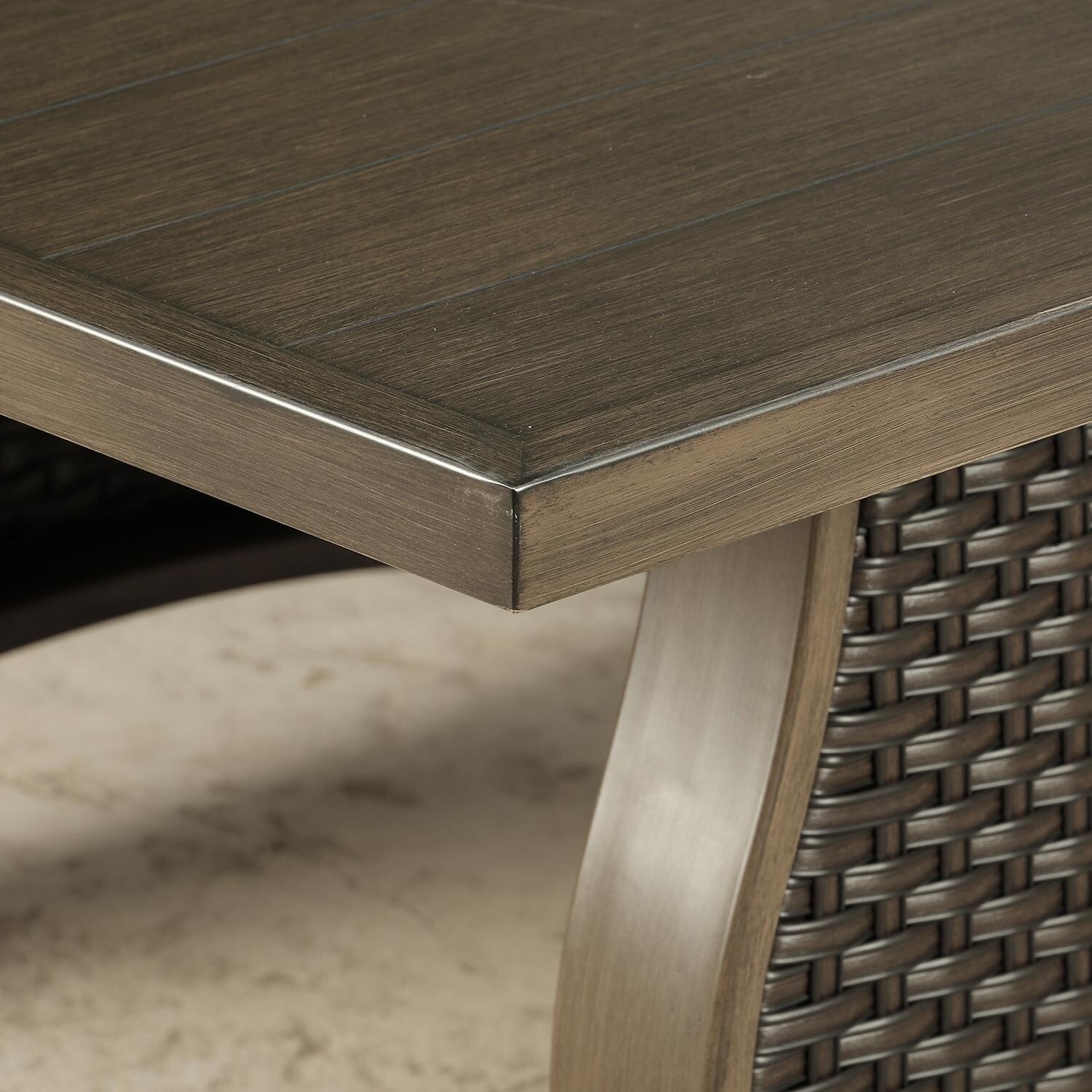 Lakeview Outdoor Designs Dalzeel 4 Piece Wicker & Aluminum Patio Sectional Set - Patio Chat Table Tabletop Detail thumbnail