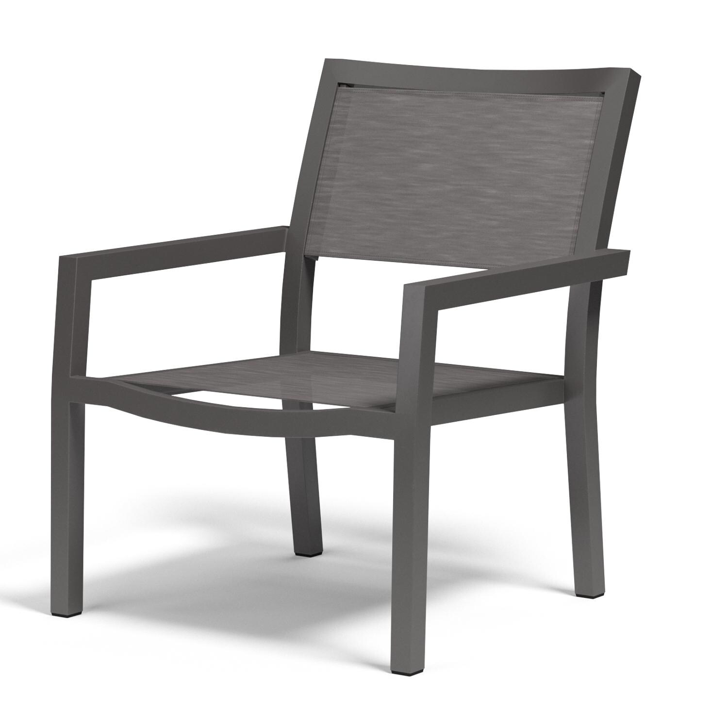 Sunset West Vegas Aluminum Stackable Patio Sling Club Chair W/ Phifertex Graphite Sling - DO NOT SELL OUTSIDE OF KIT