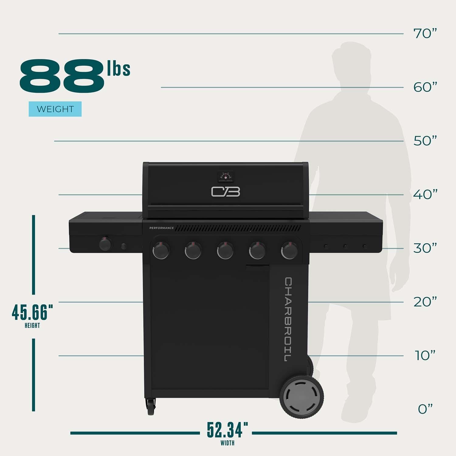 Charbroil 463463025 5-Burner Propane Grill - Black - Dimensional thumbnail