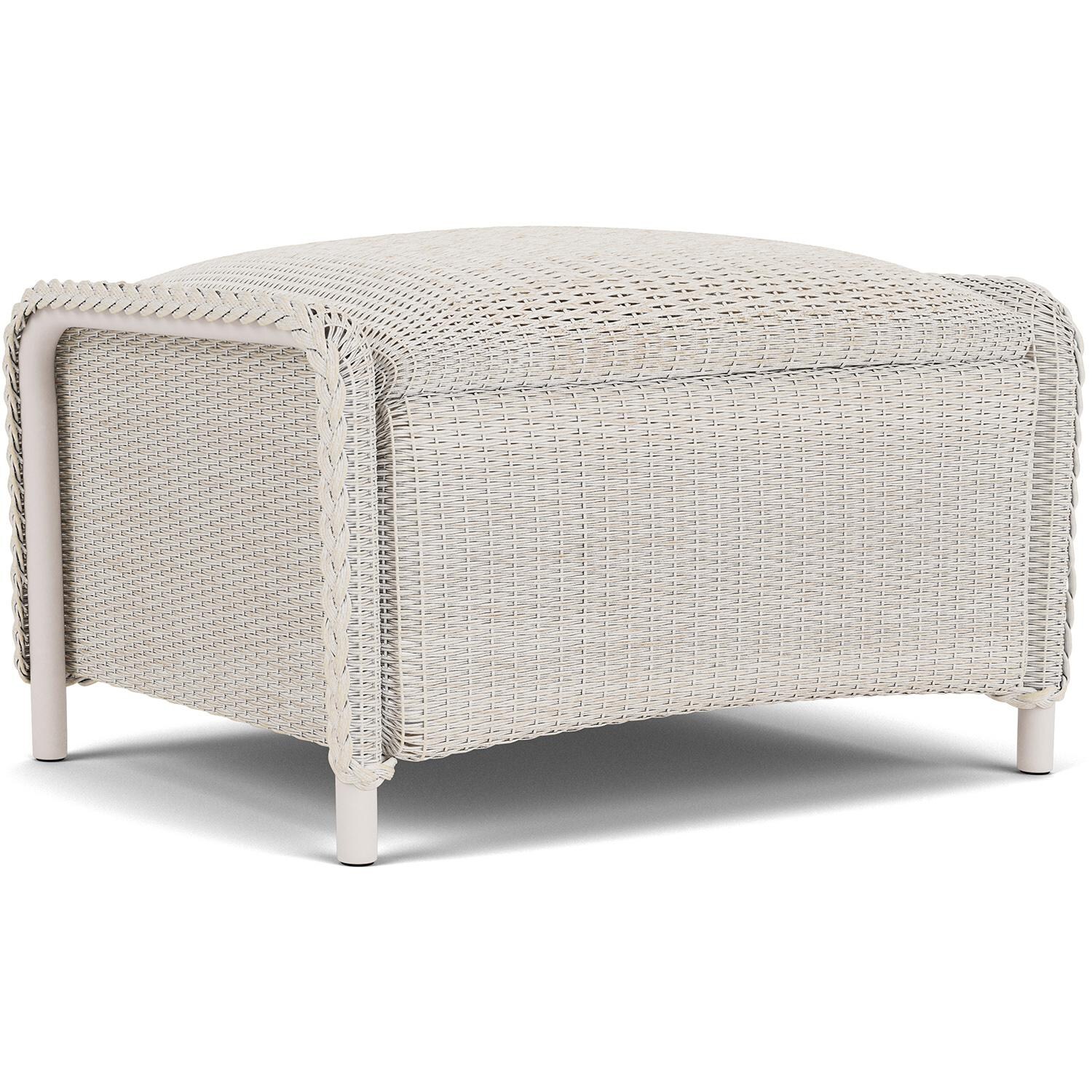 Lloyd Flanders Reflections Ottoman, Padded in Antique White Finish - Angled thumbnail