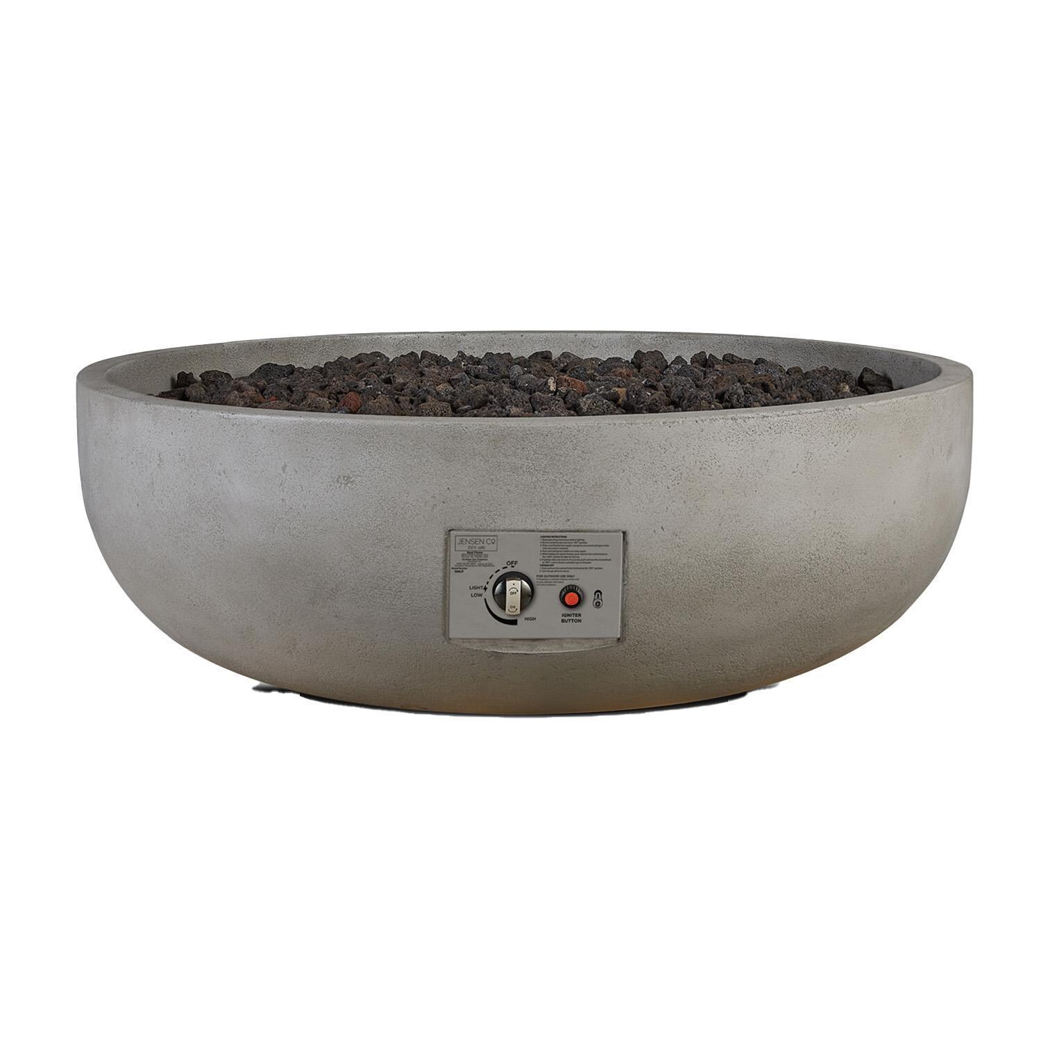 Grand Lake 522LP-FOG 38 Inch Round Concrete Propane Fire Bowl in Fog by BBQGuys Signature - Controls - White Background thumbnail