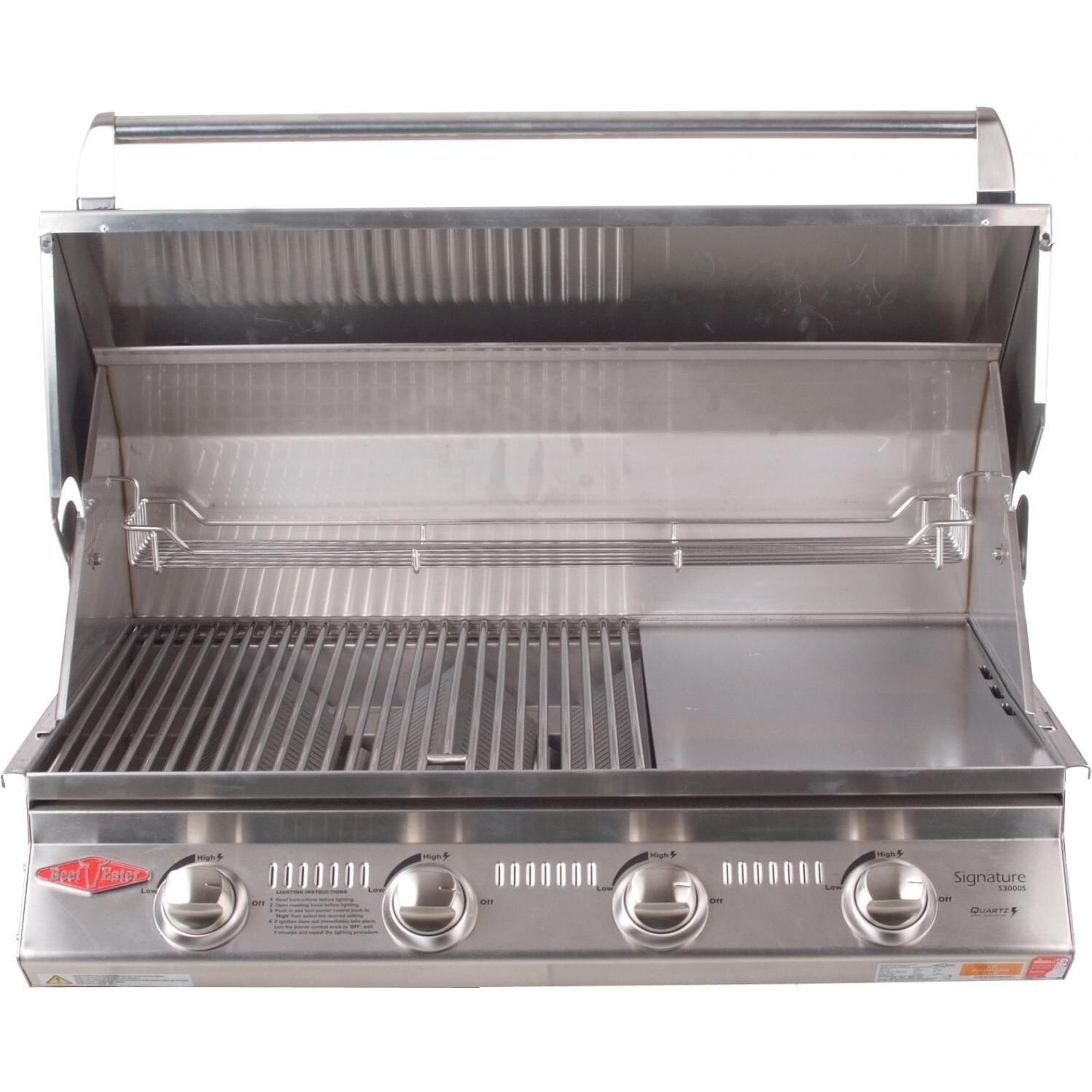 BeefEater Signature Premium 4 Burner Built-In Natural Gas Grill - Open Hood thumbnail