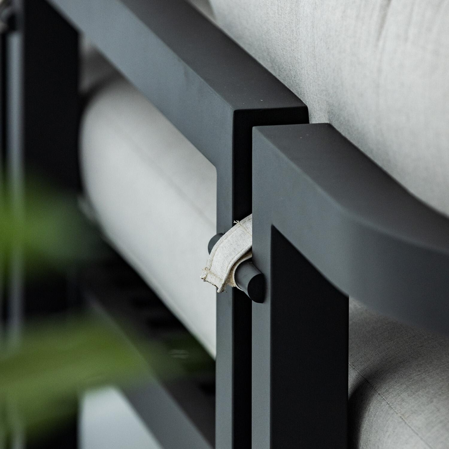 Malibu 3 Person Aluminum Sofa in Black/Soothe Pearl by Sunset West - Rear - Detail thumbnail