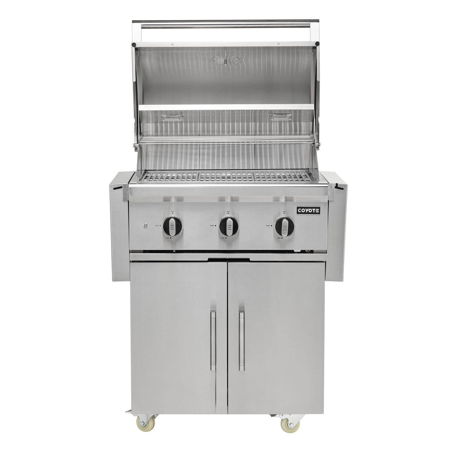 Coyote Outdoor Living 30 Inch SL-Series Freestanding Propane Grill - Open Hood - White Background thumbnail