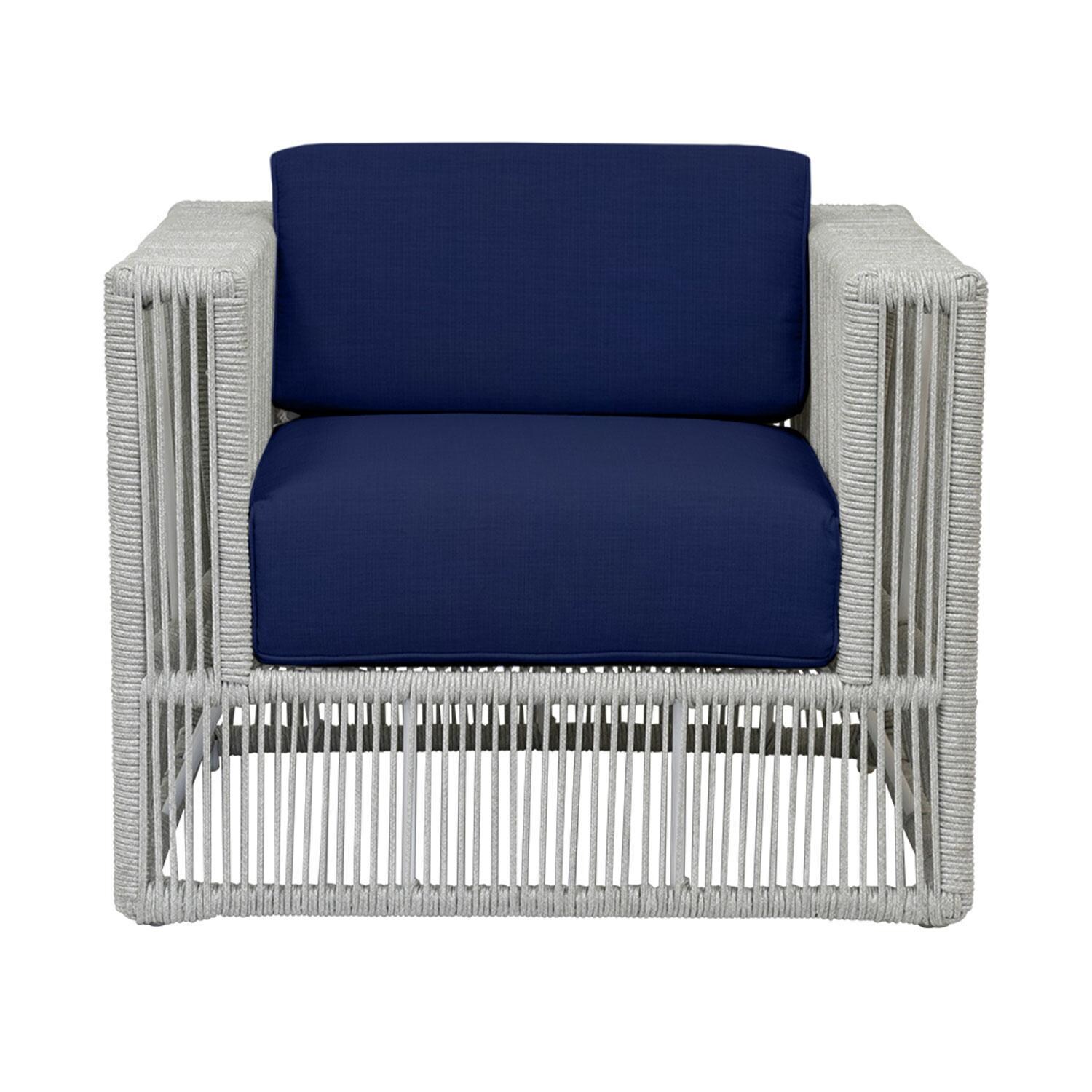 Miami Olefin Rope Patio Club Chair in Echo Midnight w/ Self Welt by Sunset West - Front View - White Background thumbnail