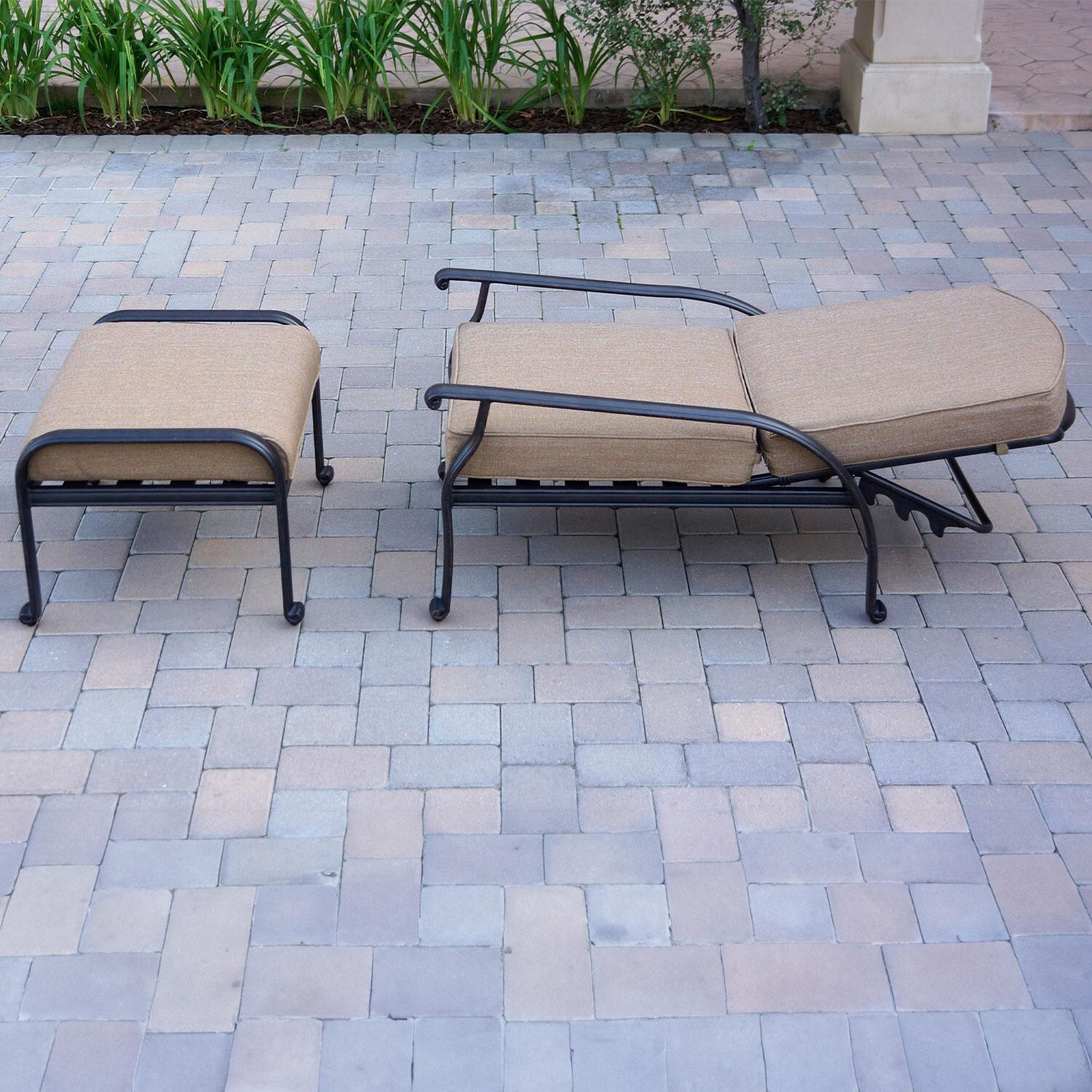 Darlee Elisabeth Cast Aluminum Patio Reclining Club Chair And Ottoman - Laid Flat - Lifestyle thumbnail