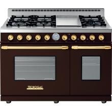 Tecnogas Superiore 48-Inch DECO Natural Gas Range With 6 Burners & Griddle - Brown / Gold - RD482GCM-G image
