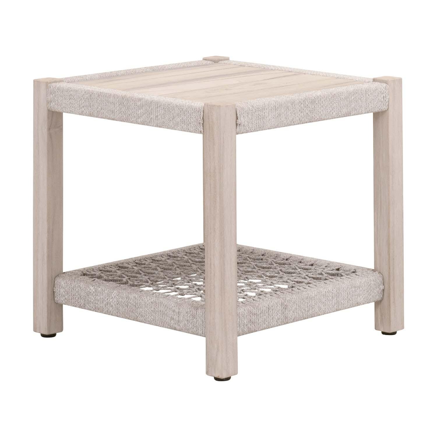 Lakeview Heritage Way Taupe & White Woven Rope End Table - Side View thumbnail