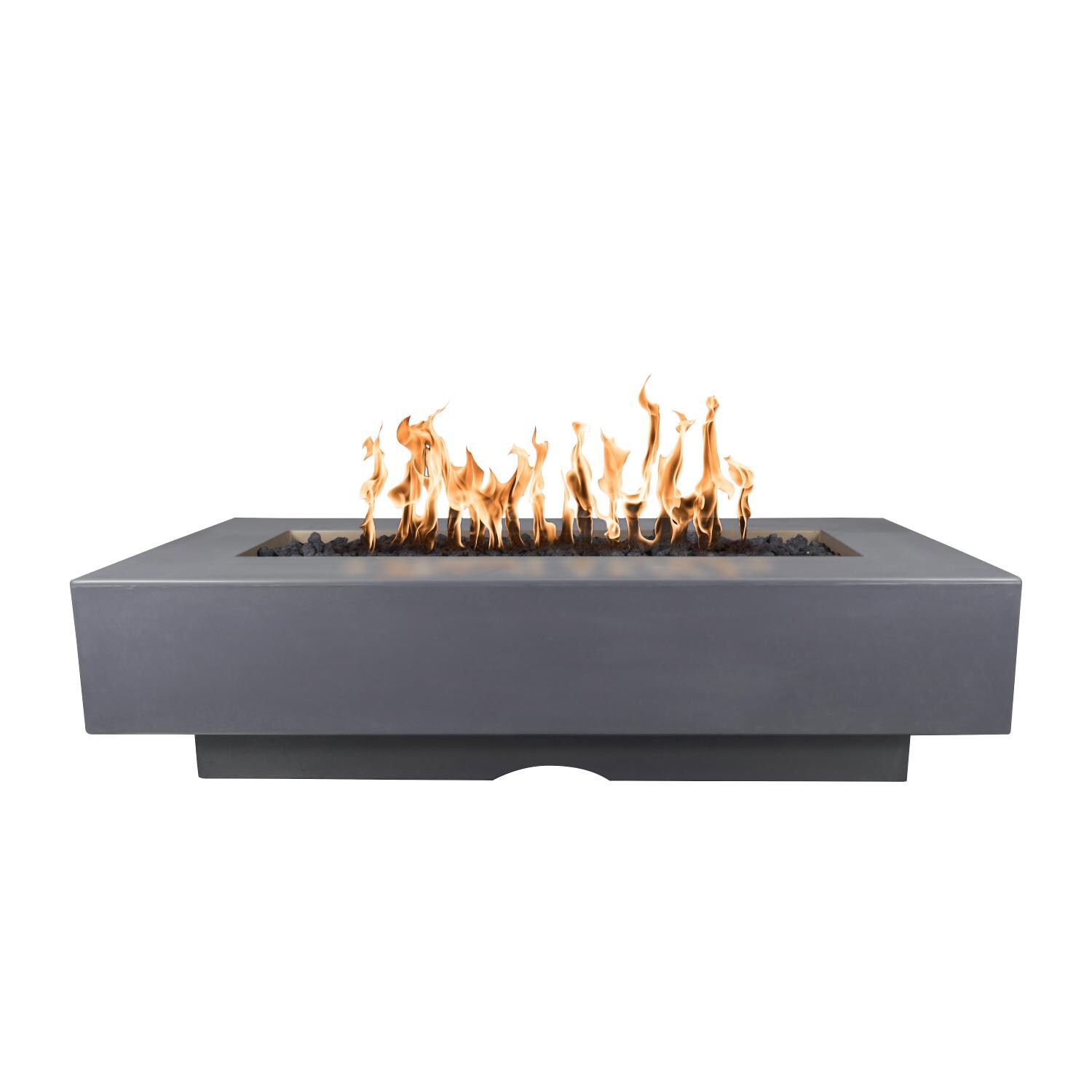Del Mar 84 Inch Rectangular GFRC Propane Fire Pit w/ Glow Plug in Gray by The Outdoor Plus