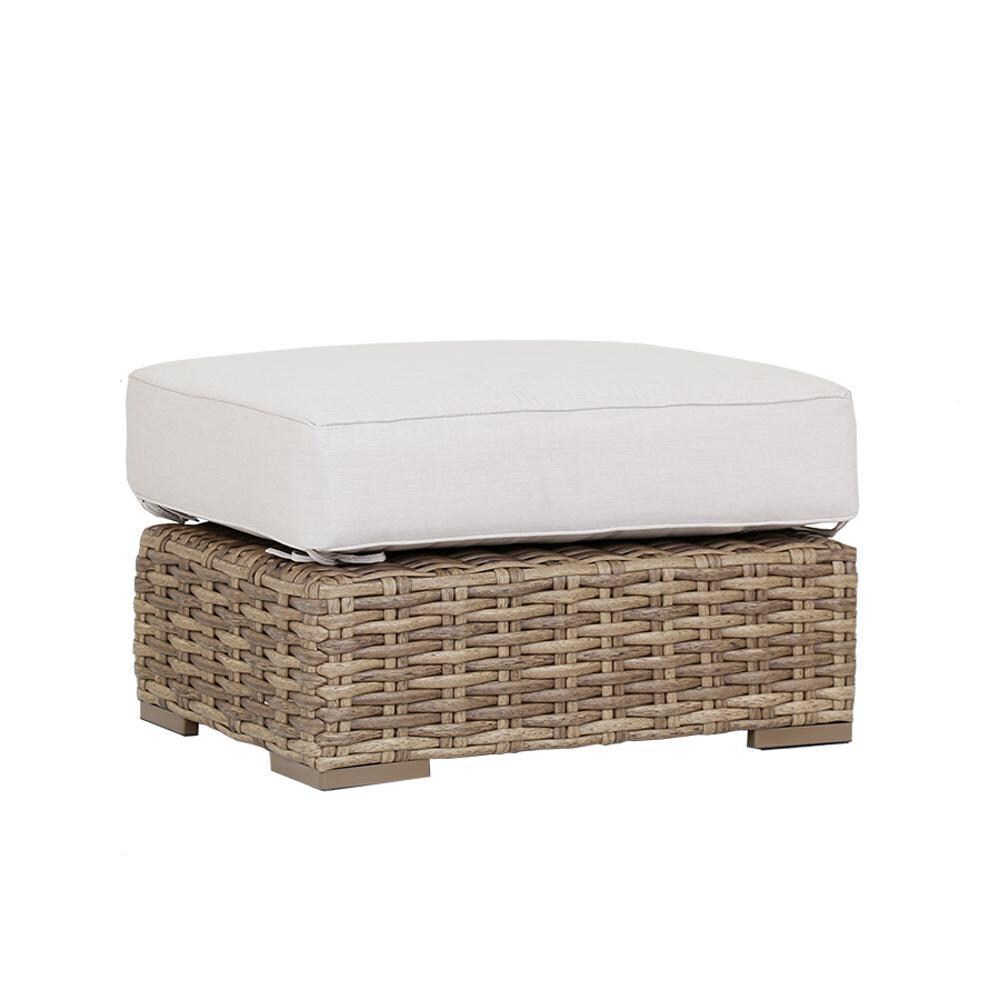Sunset West - 1701-OTT-5492 - Havana 31 X 24 Rectangular Resin Wicker Patio Ottoman W/ Sunbrella Canvas Flax Cushions thumbnail