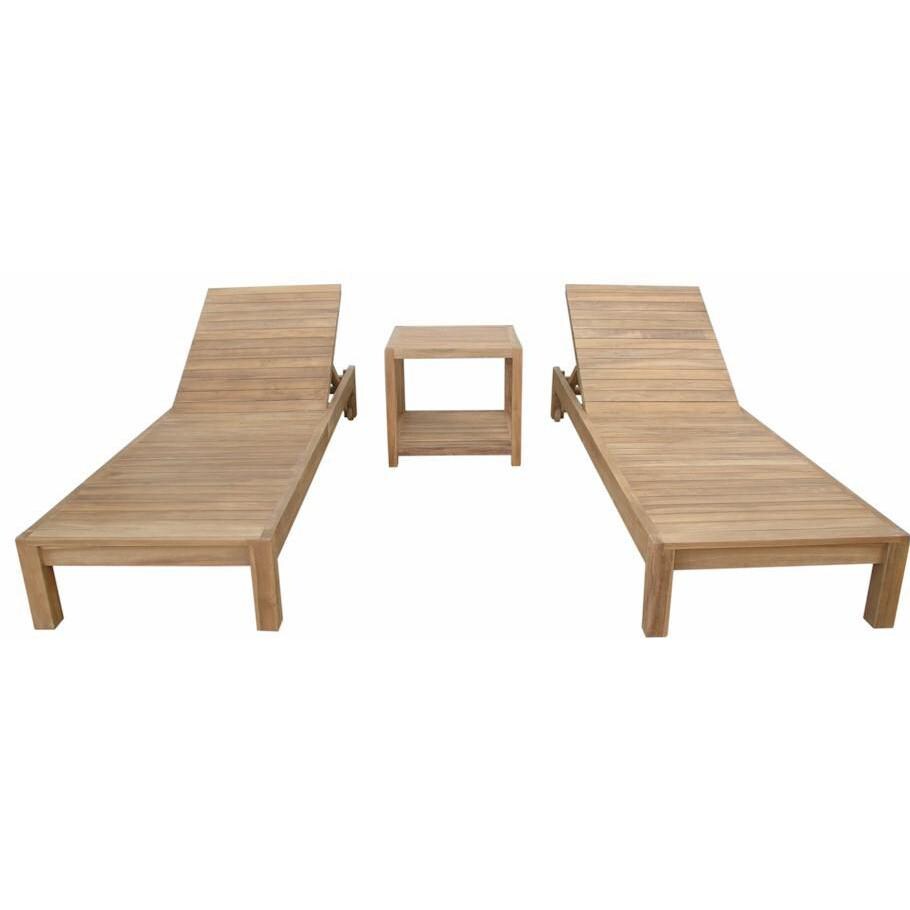 Anderson Teak South Bay Glenmore Teak 2 Person Chaise Lounge Set With End Table - Front thumbnail