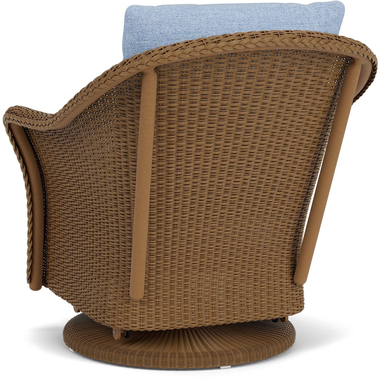 Lloyd Flanders Weekend Retreat Swivel Glider Lounge Chair in Hickory Finish W/ Demo Skyway Fabric - Back Left thumbnail