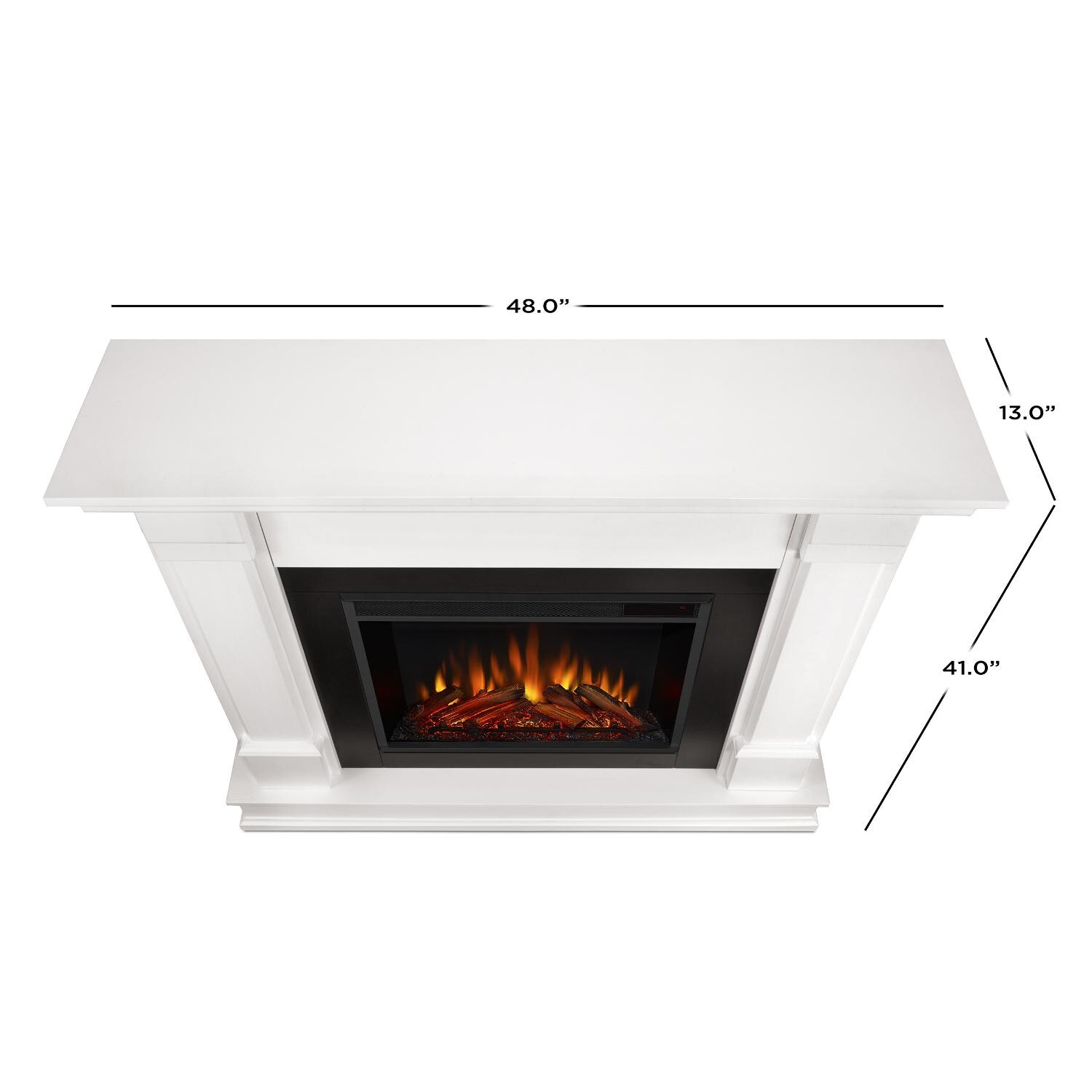 Real Flame - G8600E-W - Silverton 48-Inch Electric Fireplace With Mantel - White - Overall Dimensions thumbnail