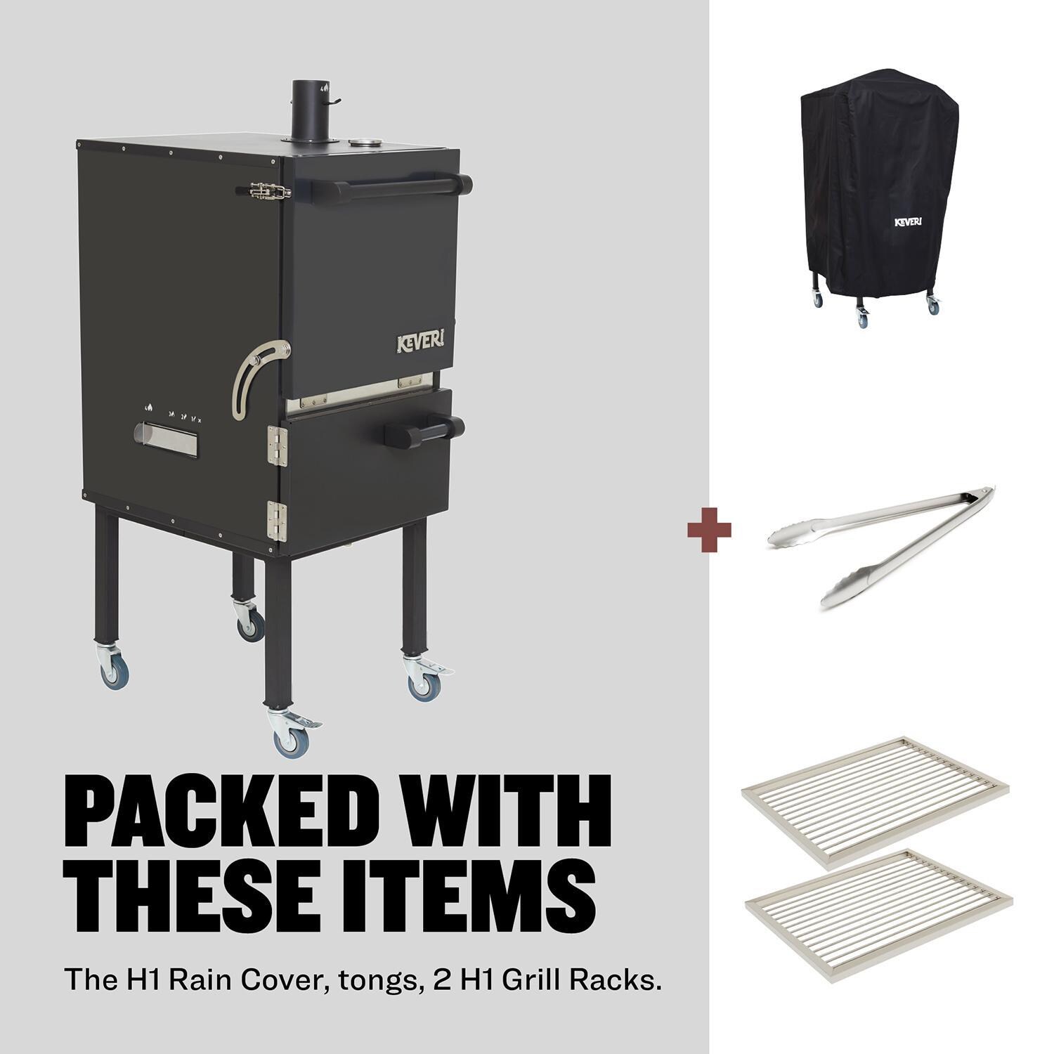 Keveri H1 H1MR Vertical Multi-Purpose Charcoal Oven - Medium Rare - What's Included - Detail thumbnail