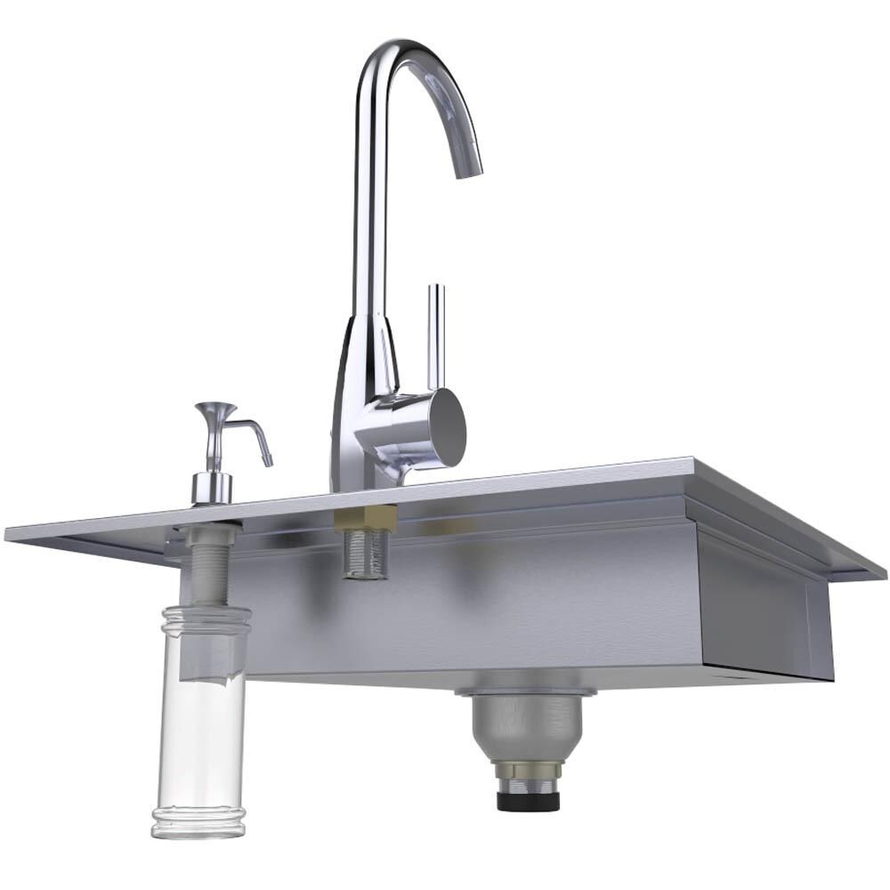 Sunstone ADASK20 20-Inch ADA Compliant Single Sink W/ Cover & Hot/Cold Faucet - Under Counter Rear View thumbnail