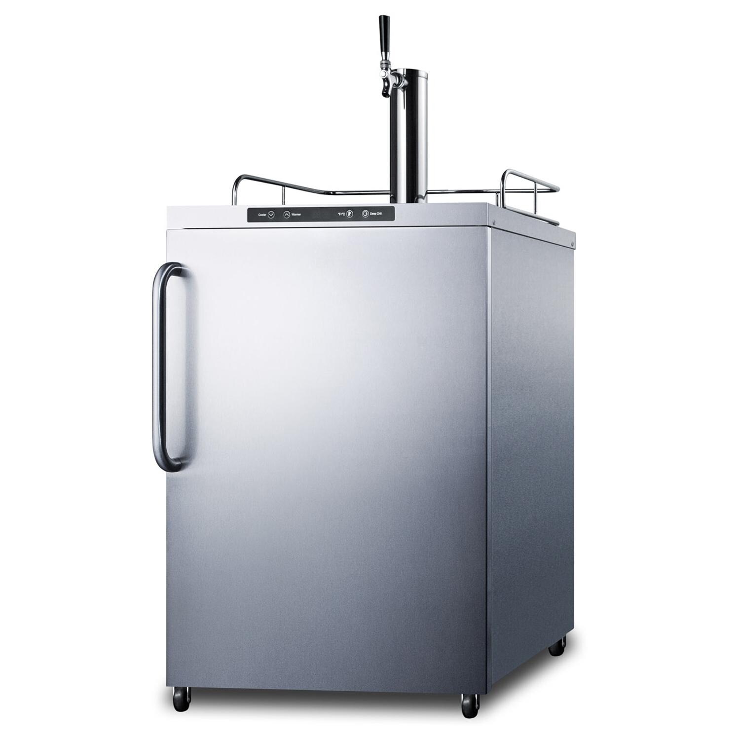 Summit SBC635MOS 24-Inch 5.6 Cu. Ft. Outdoor Rated Single Tap Beer Dispenser / Kegerator - Stainless Steel - Right-Side Angled View thumbnail