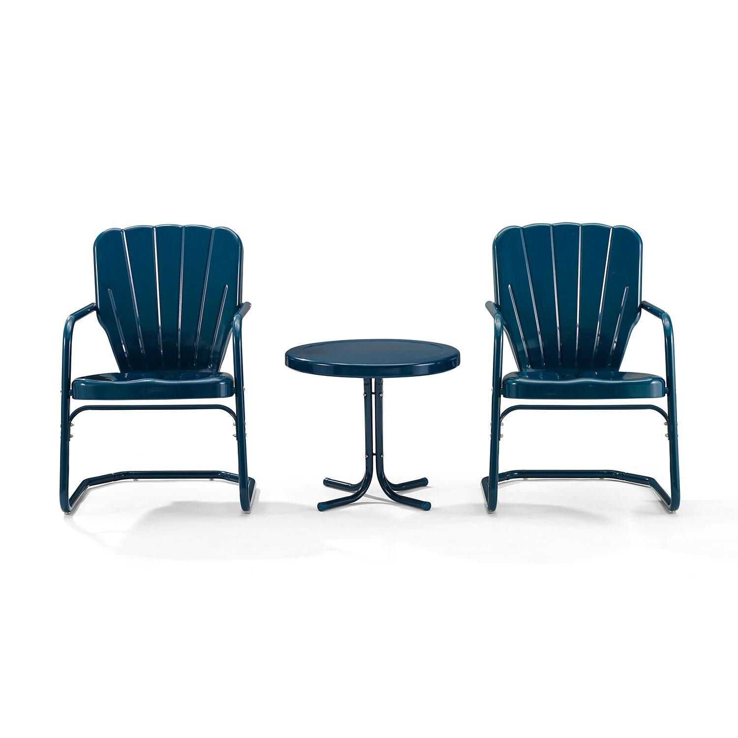 Ultimate Patio UP-32245NV 3Pc Retro Outdoor Chair Set in Navy Blue - Display - White Background thumbnail