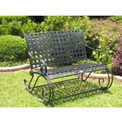 International Caravan Iron Scroll Double Rocker - Antique Black