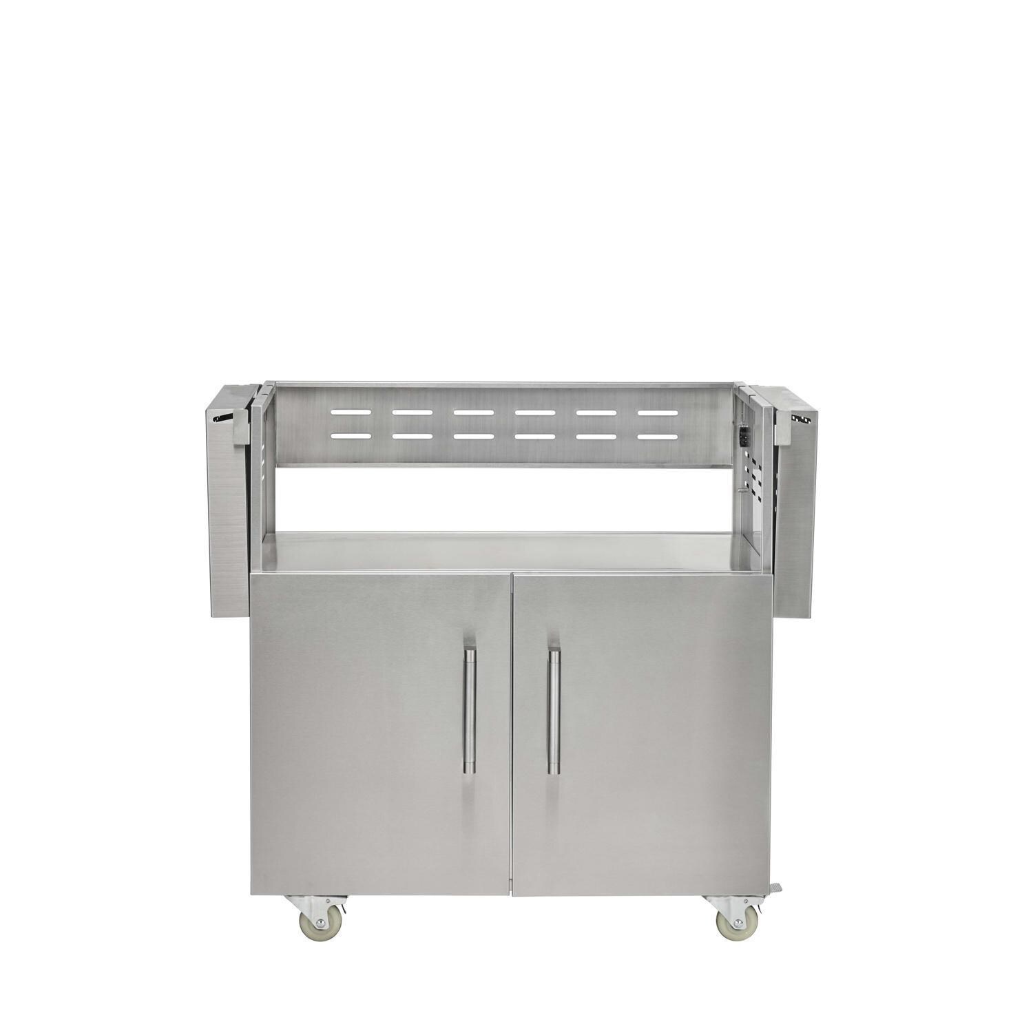 Coyote Outdoor Living C3S36CT Cart For 36 Inch CL or SL-Series Grill - Closed w/ Shelves Down - White Background thumbnail