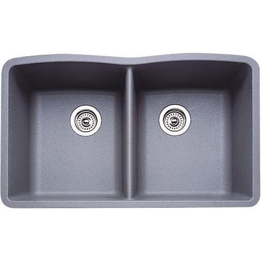 Blanco Diamond 32 X 19 Equal Double Bowl Silgranit II Undermount Sink - Metallic Gray - 440183